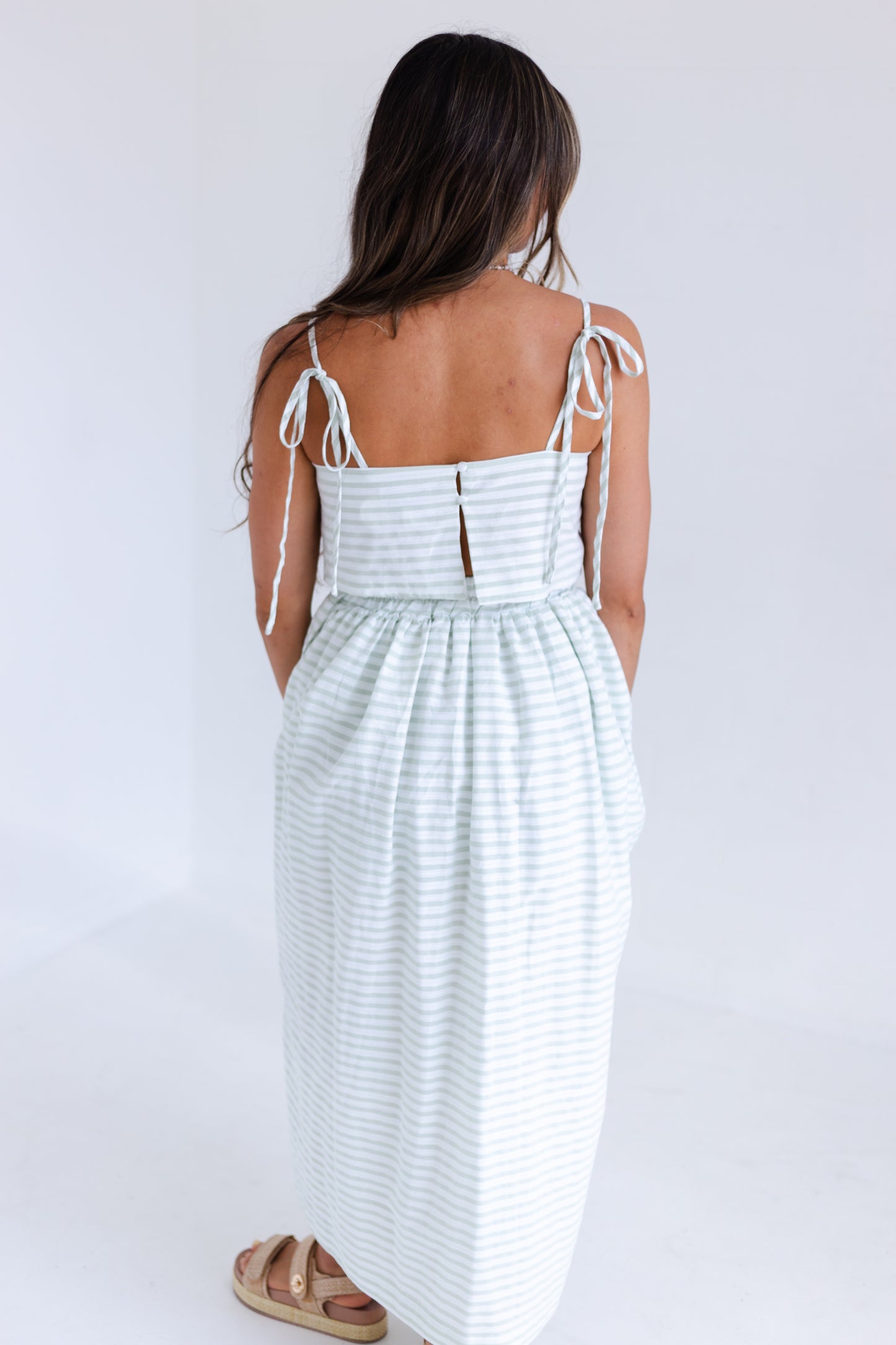 Light Sage Sleeveless Top & Midi Skirt Set
