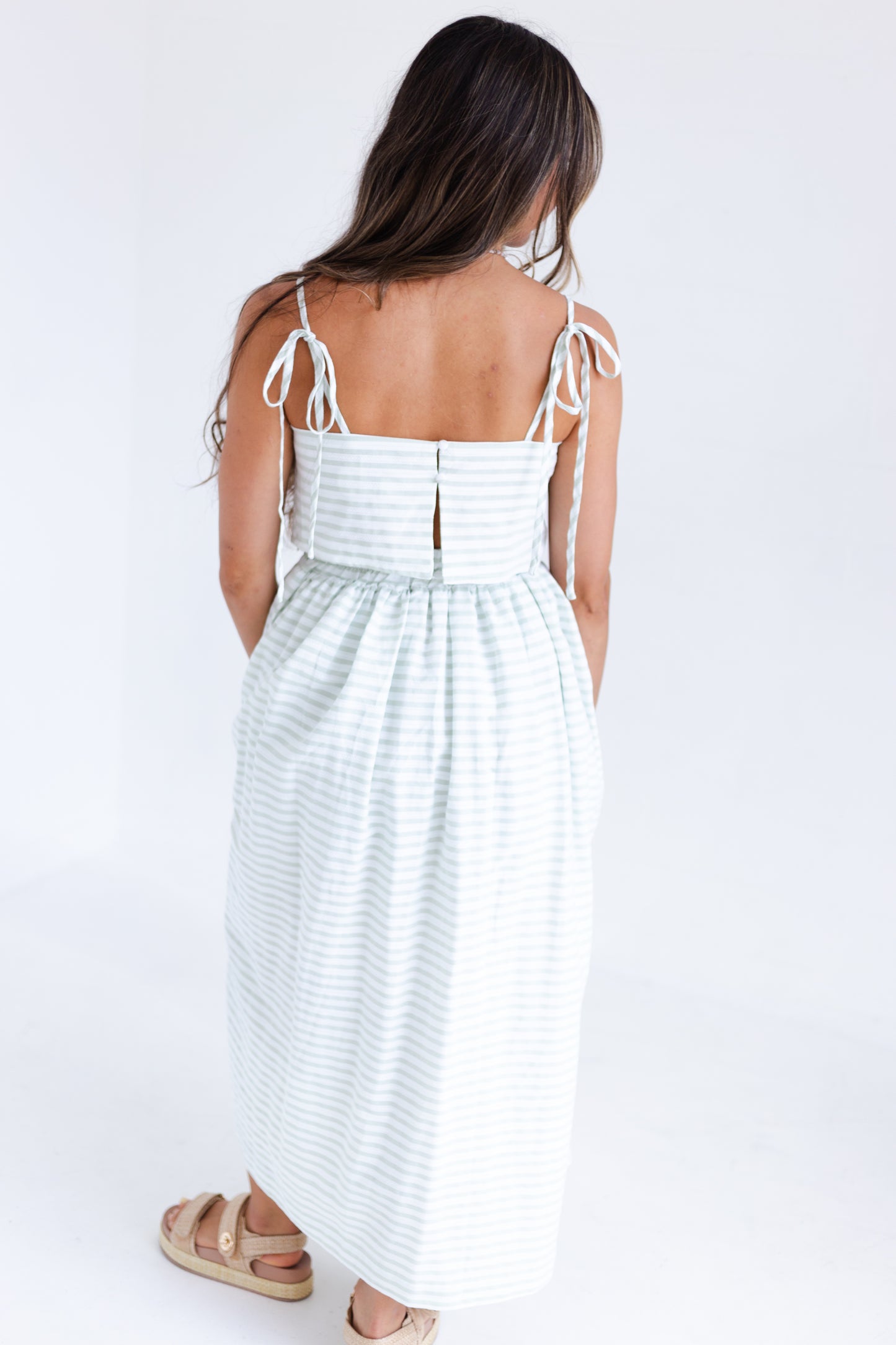 Light Sage Sleeveless Top & Midi Skirt Set