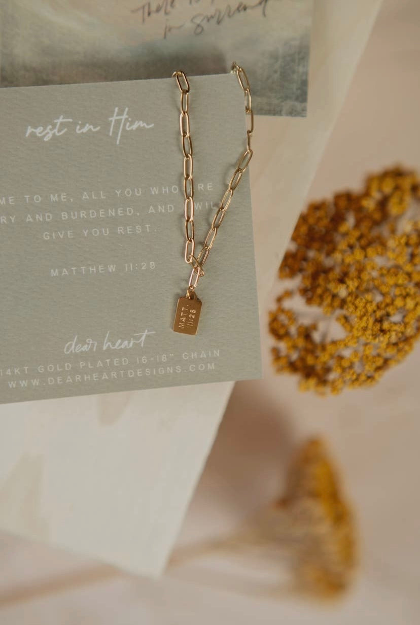 Rest In Him Mini Tag Necklace | Christian Jewelry