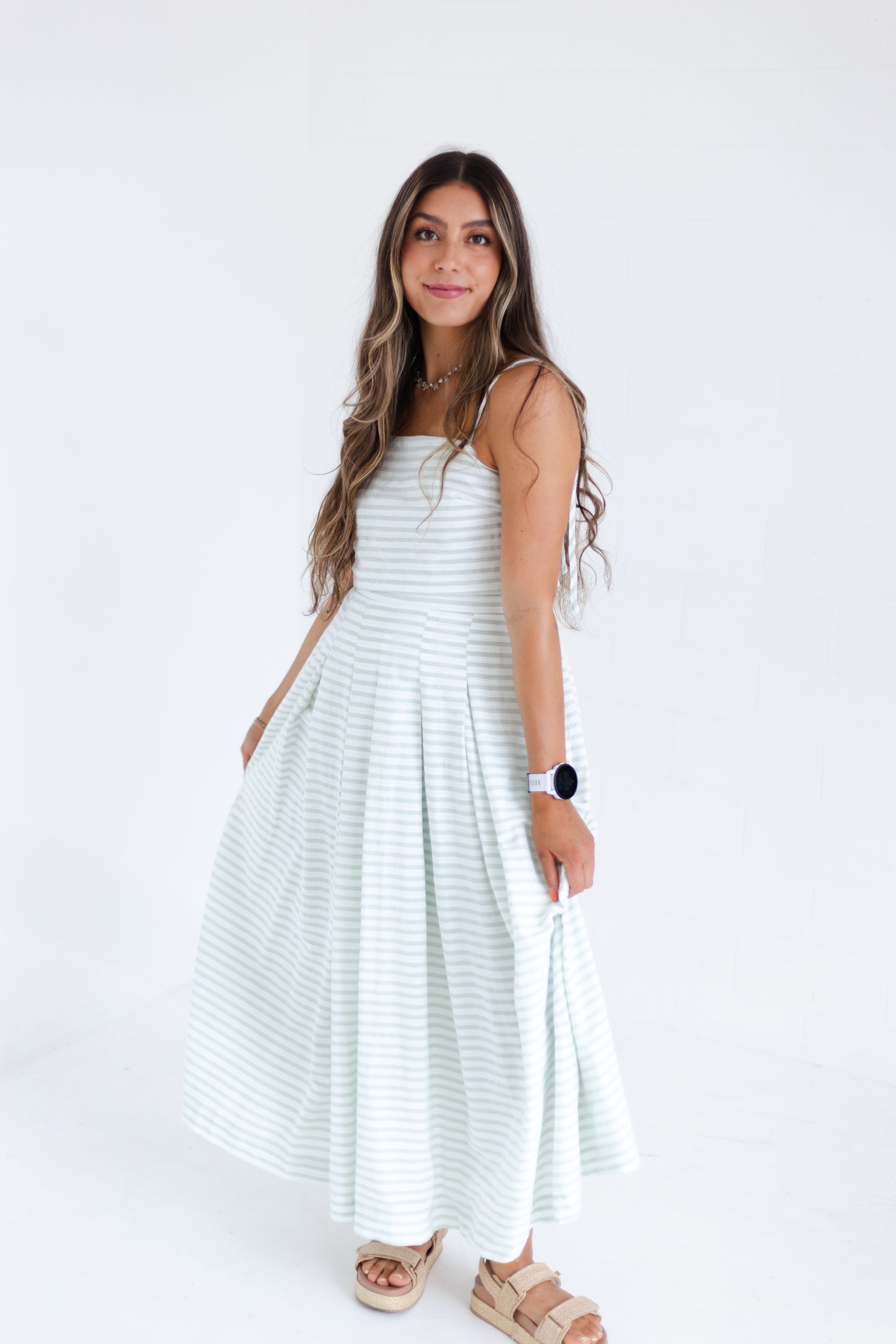 Light Sage Sleeveless Top & Midi Skirt Set
