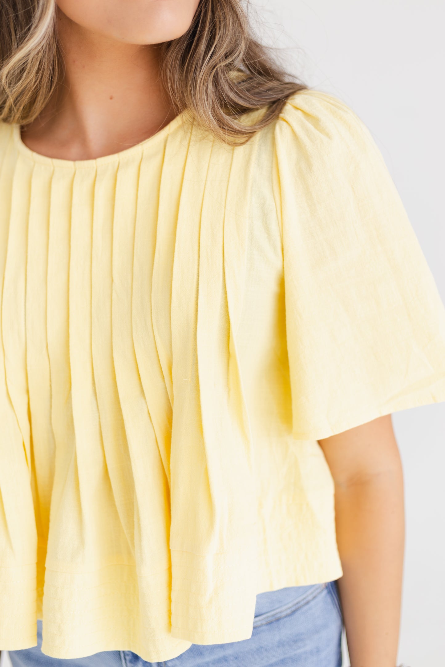 Butter Flutter Sleeve Pintuck Blouse