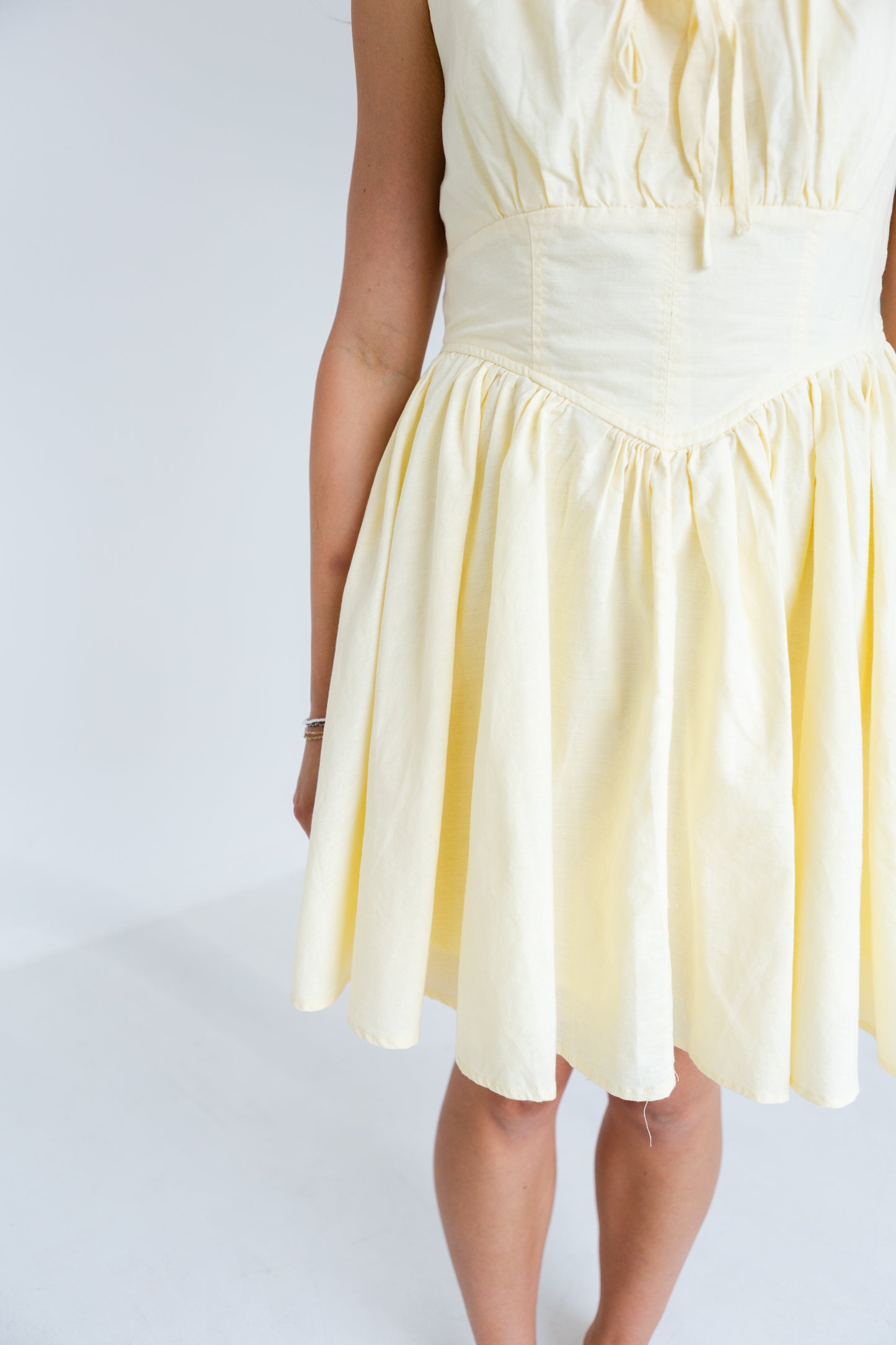 Lemon Water Linen Blend Drop Waist Skater Dress