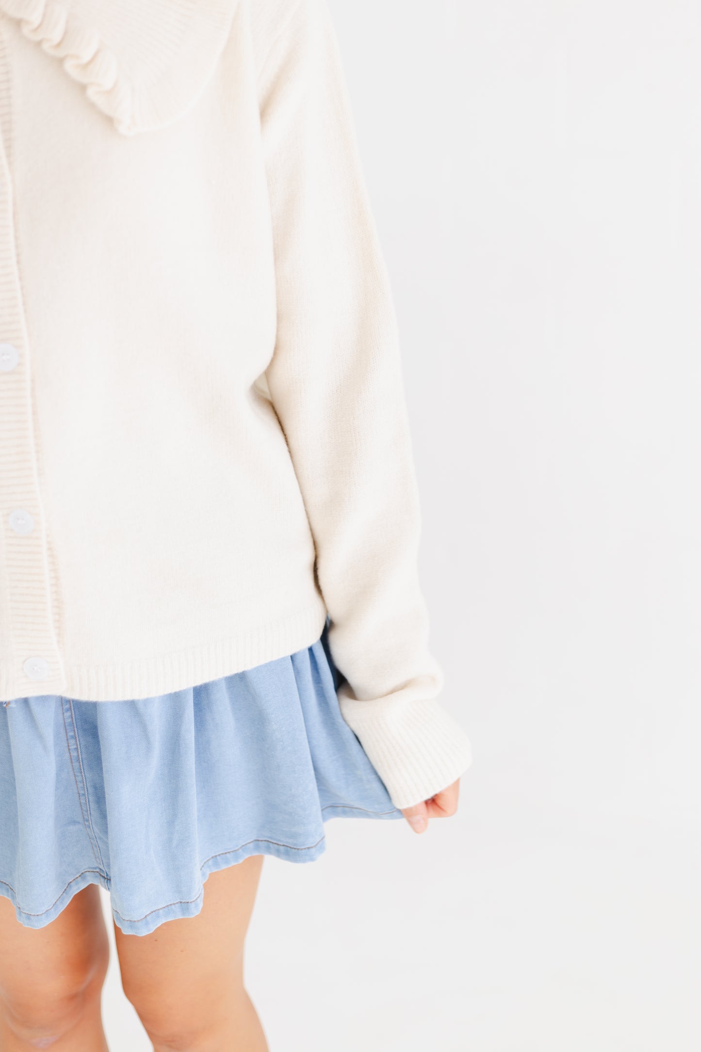 Cream Peter Pan Collared Button-up Sweater Cardigan