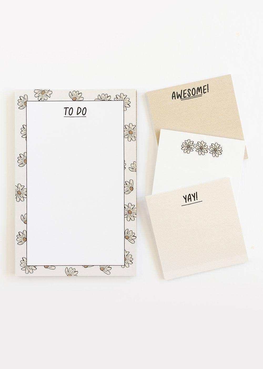 Boho Floral Notepad + Sticky Notes Set