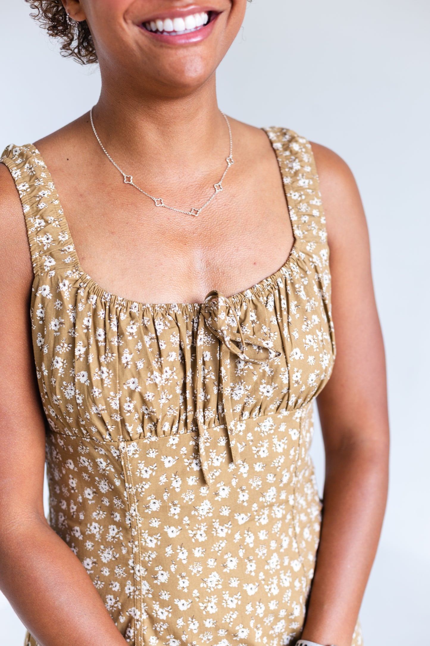 Mustard Ditsy Floral Mini Dress