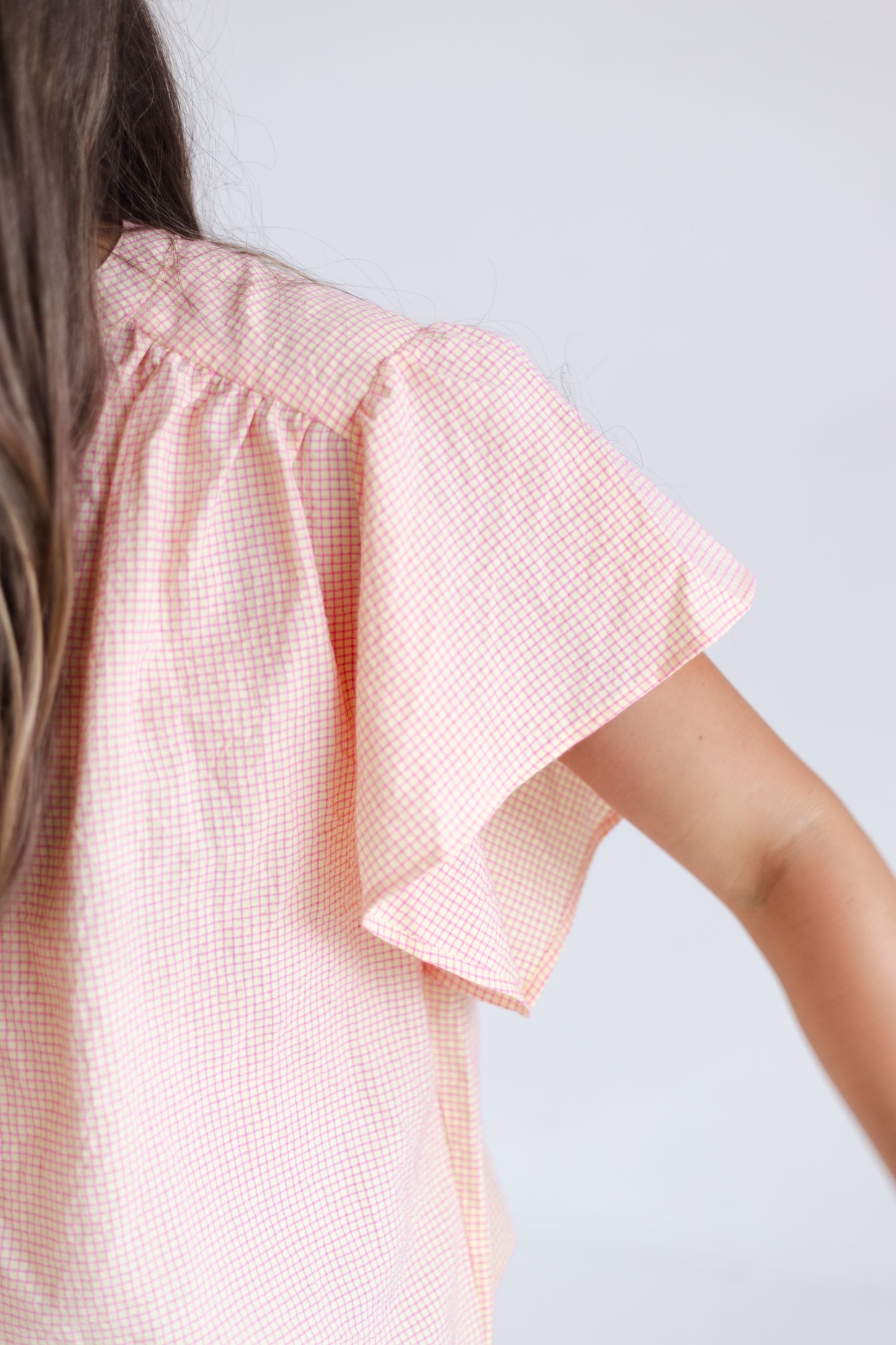 Daisy Pink Flutter Sleeve Blouse