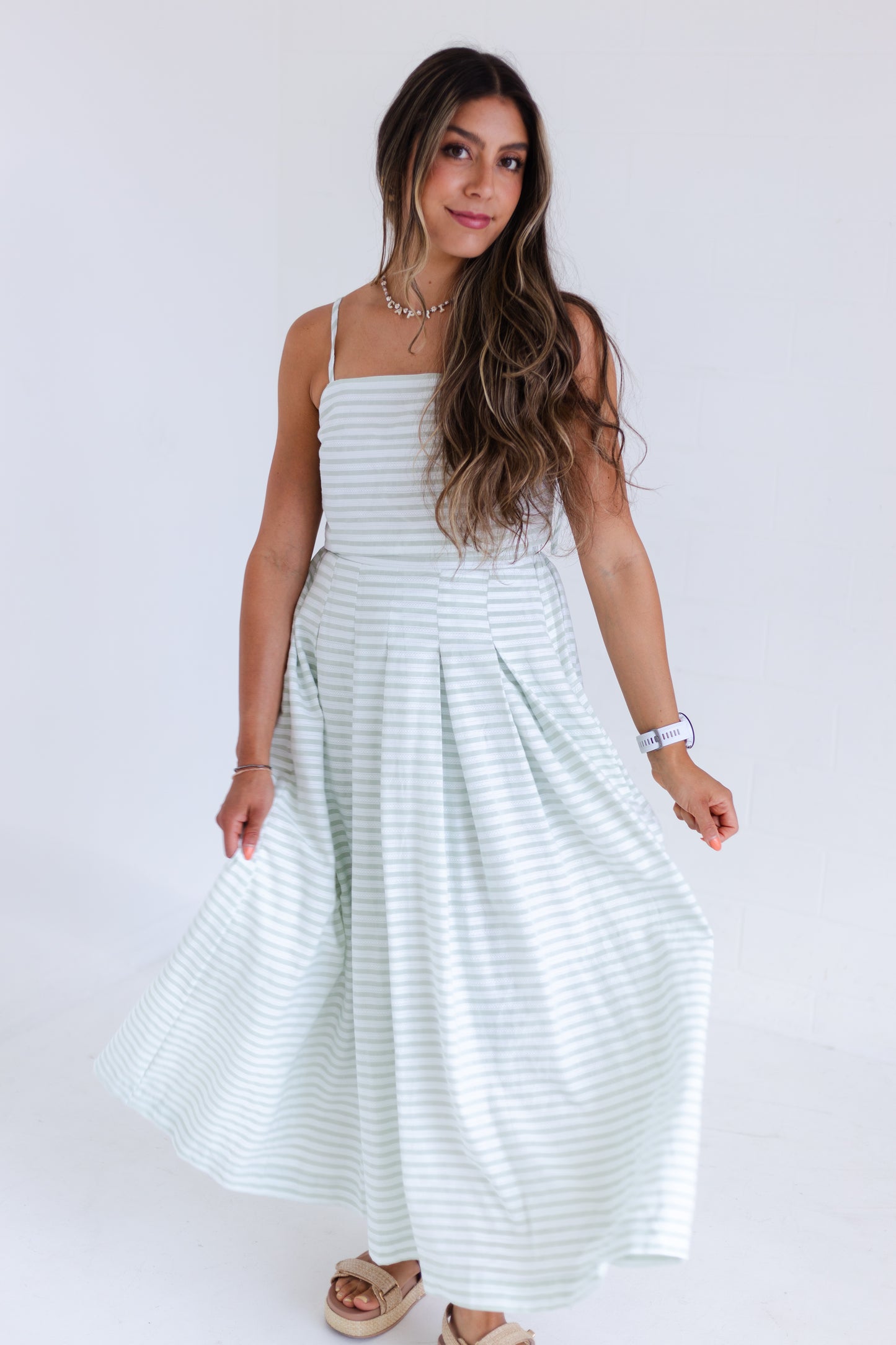 Light Sage Sleeveless Top & Midi Skirt Set