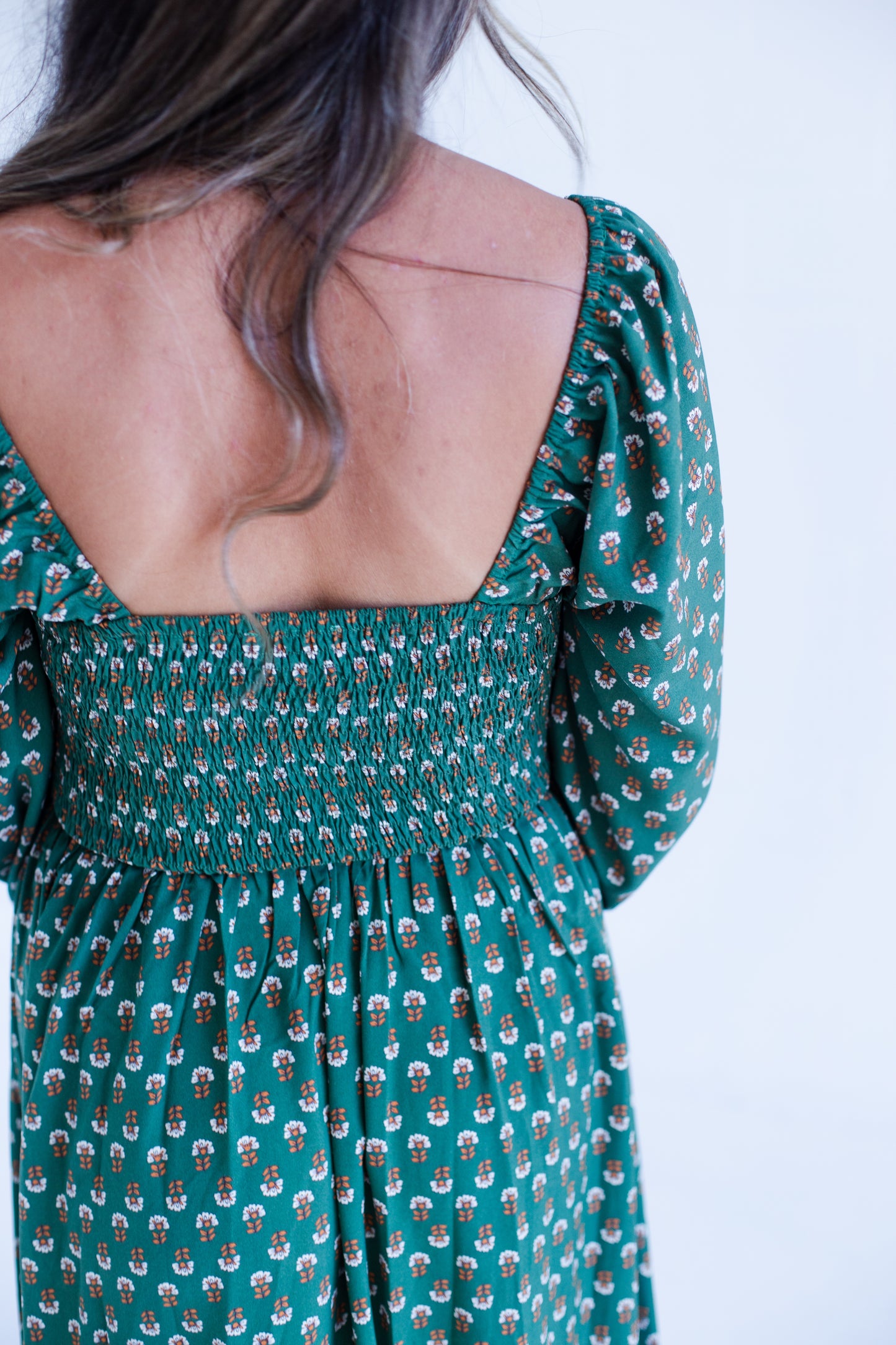 Olive Long Sleeve Floral Maxi