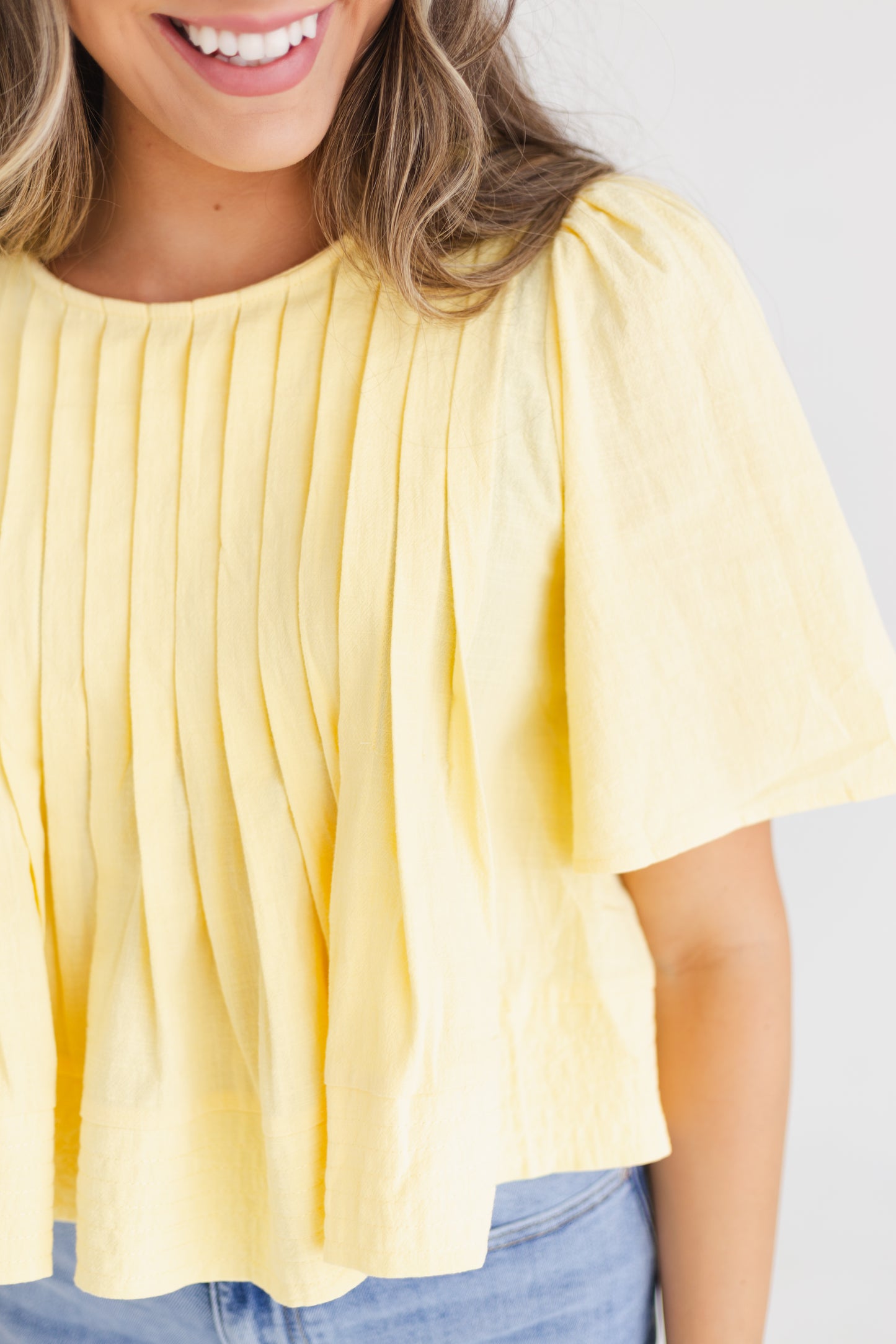 Butter Flutter Sleeve Pintuck Blouse