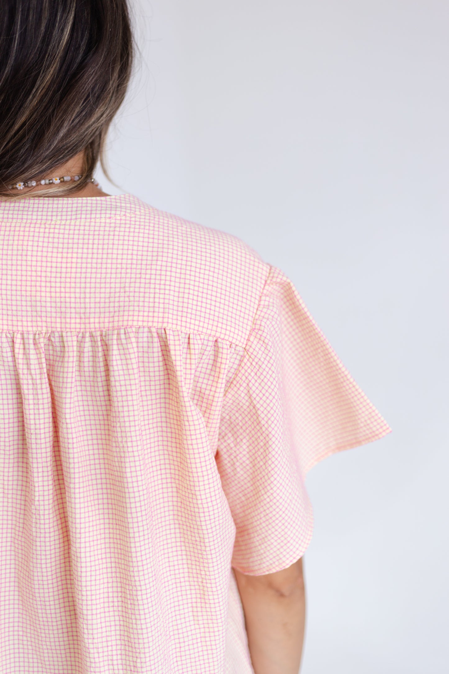 Daisy Pink Flutter Sleeve Blouse