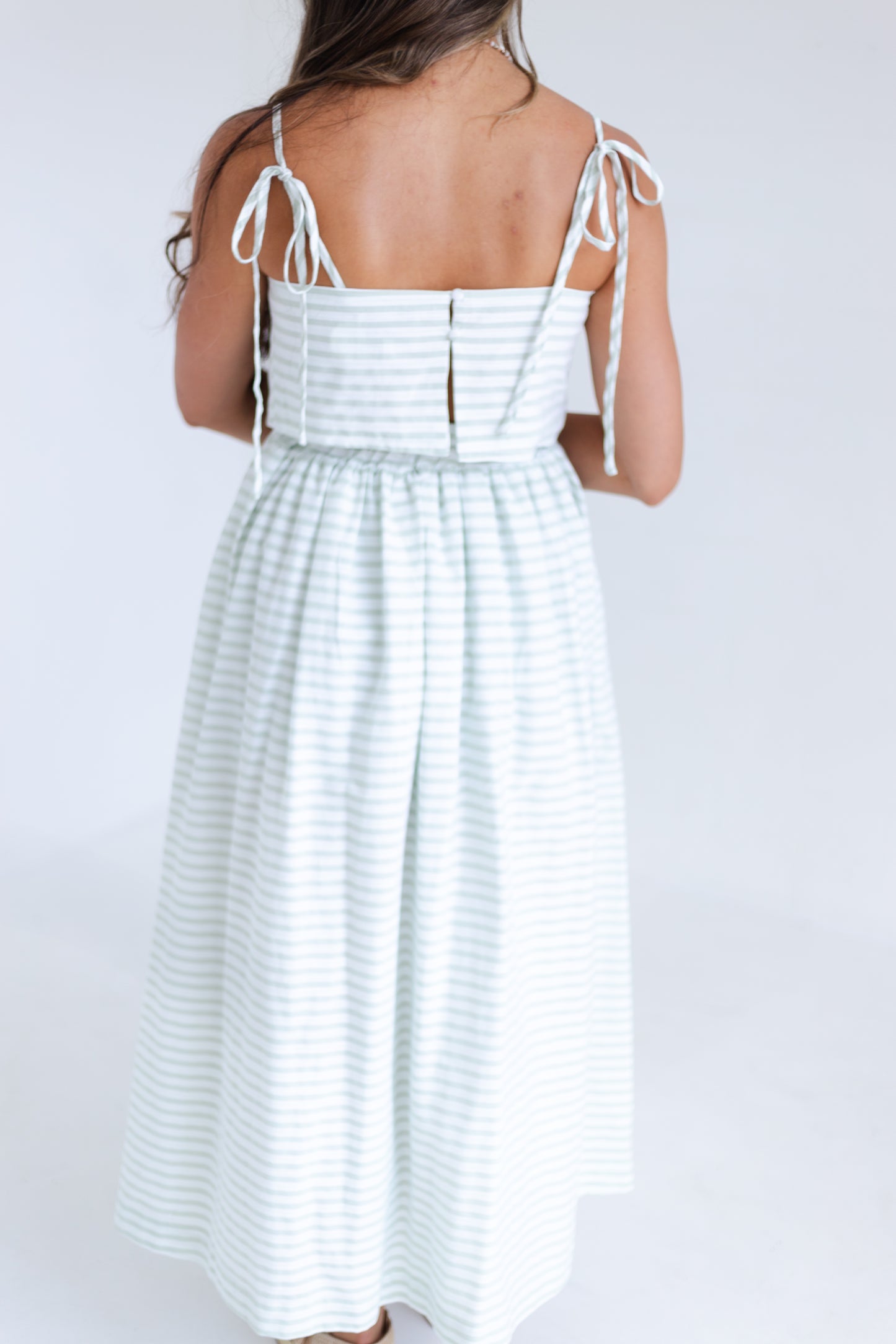 Light Sage Sleeveless Top & Midi Skirt Set
