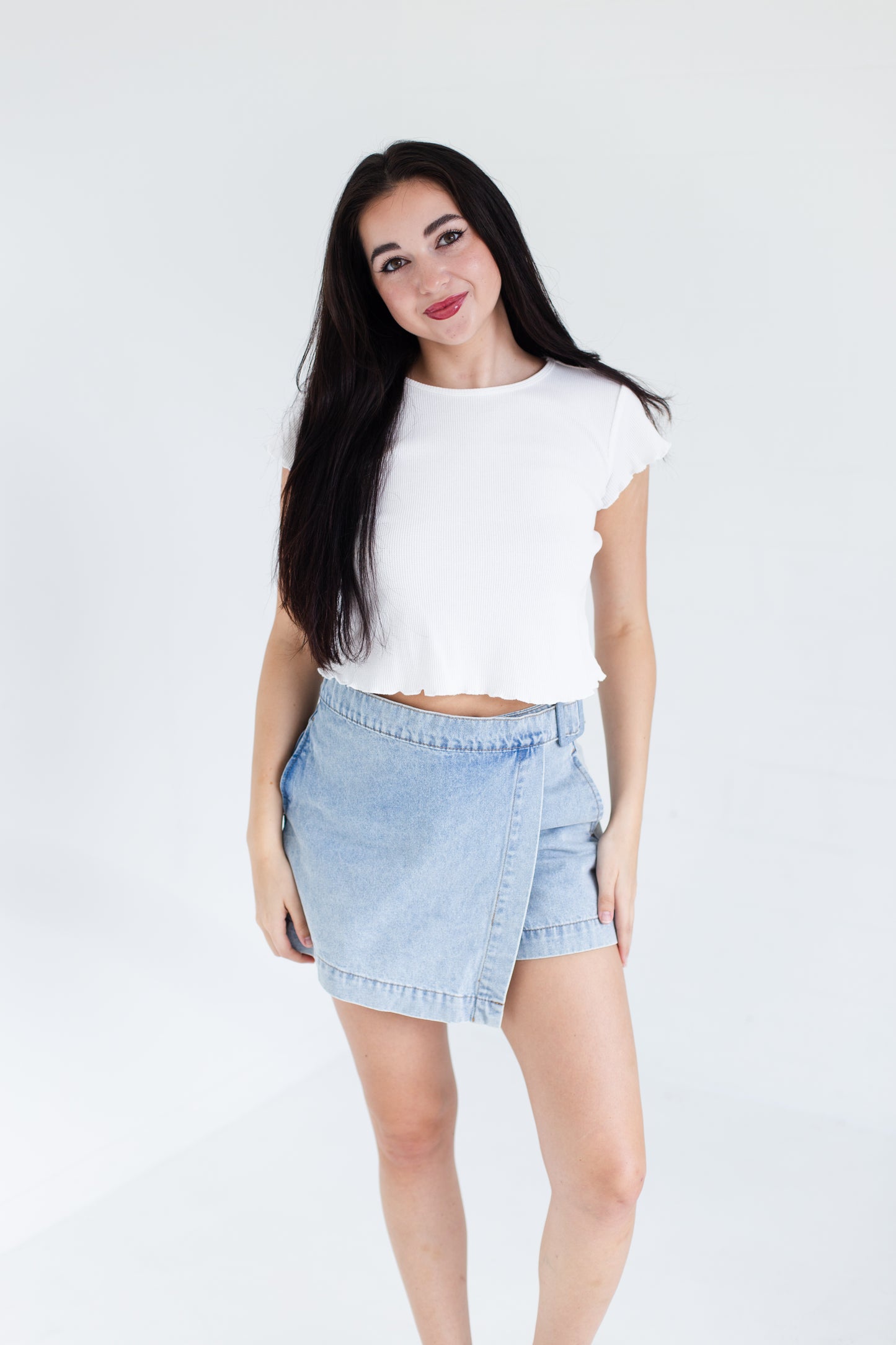 White Mini Waffle Short Sleeve