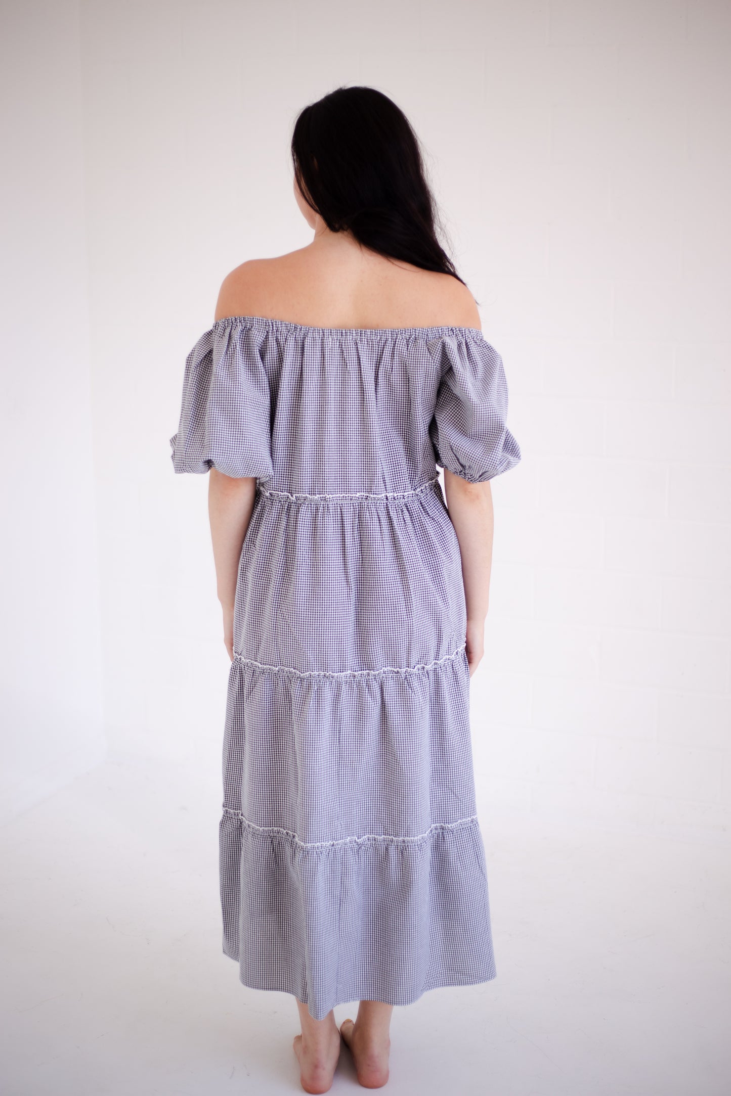 Gingham Tiered Midi Dress