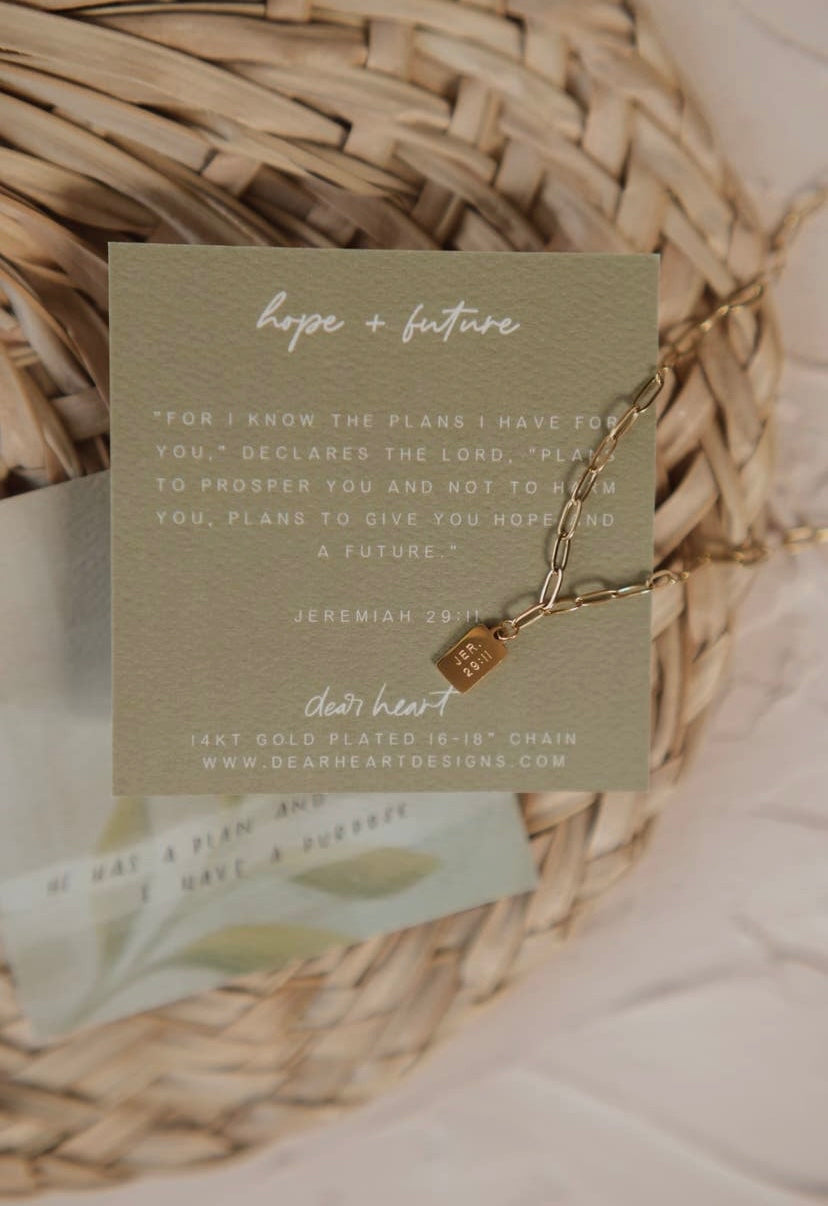 Hope + Future Mini Tag Necklace | Christian Jewelry