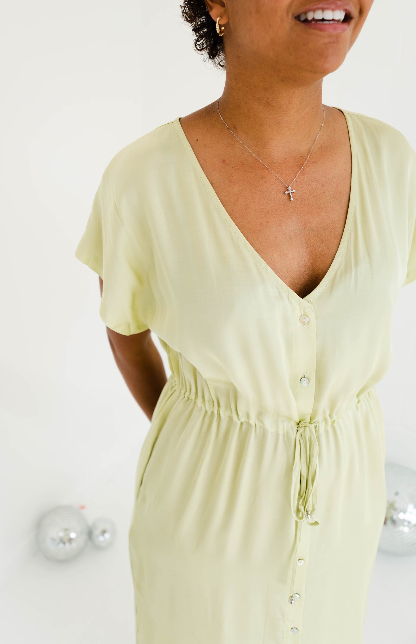 Maxwell Light Green Button Dress