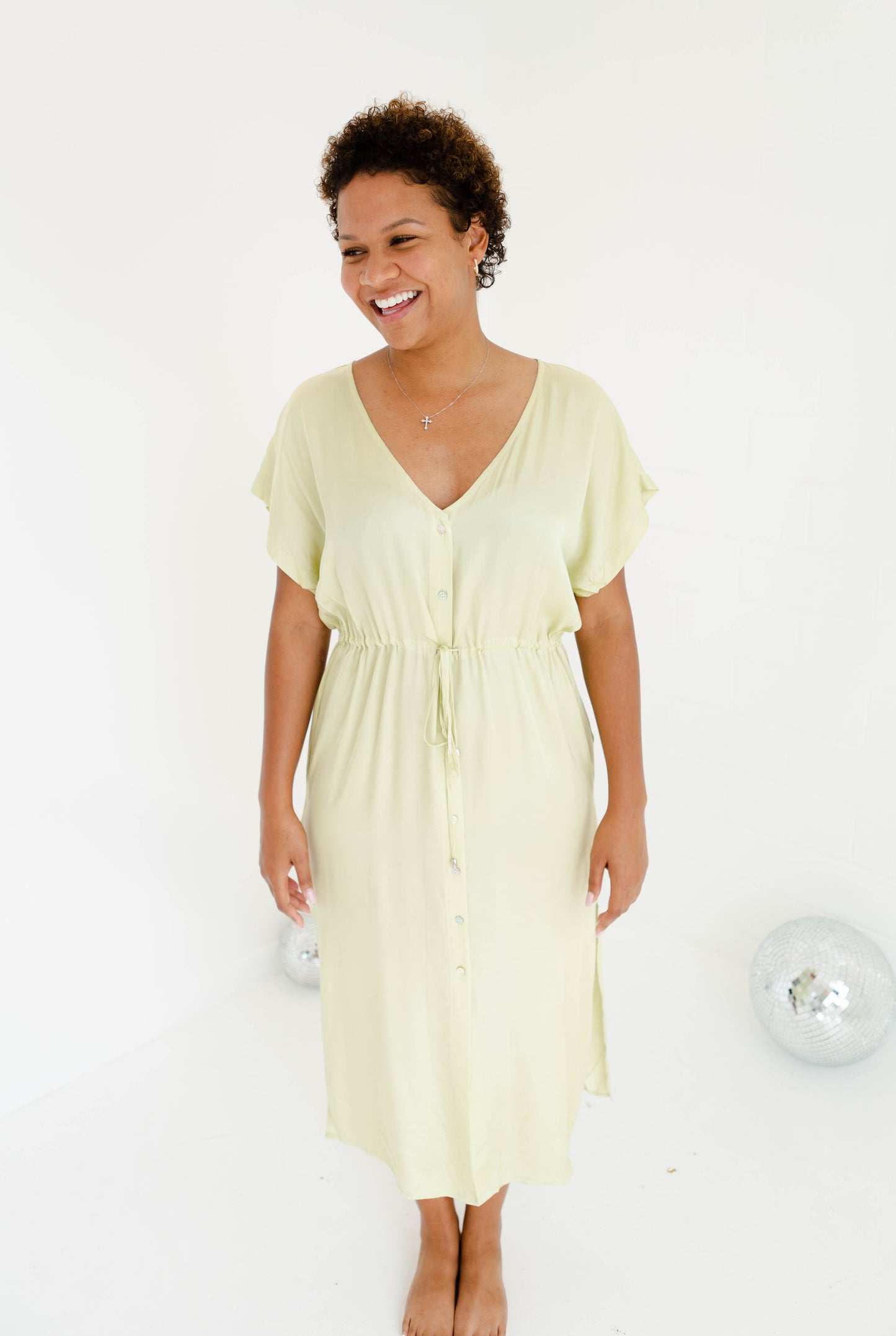 Maxwell Light Green Button Dress