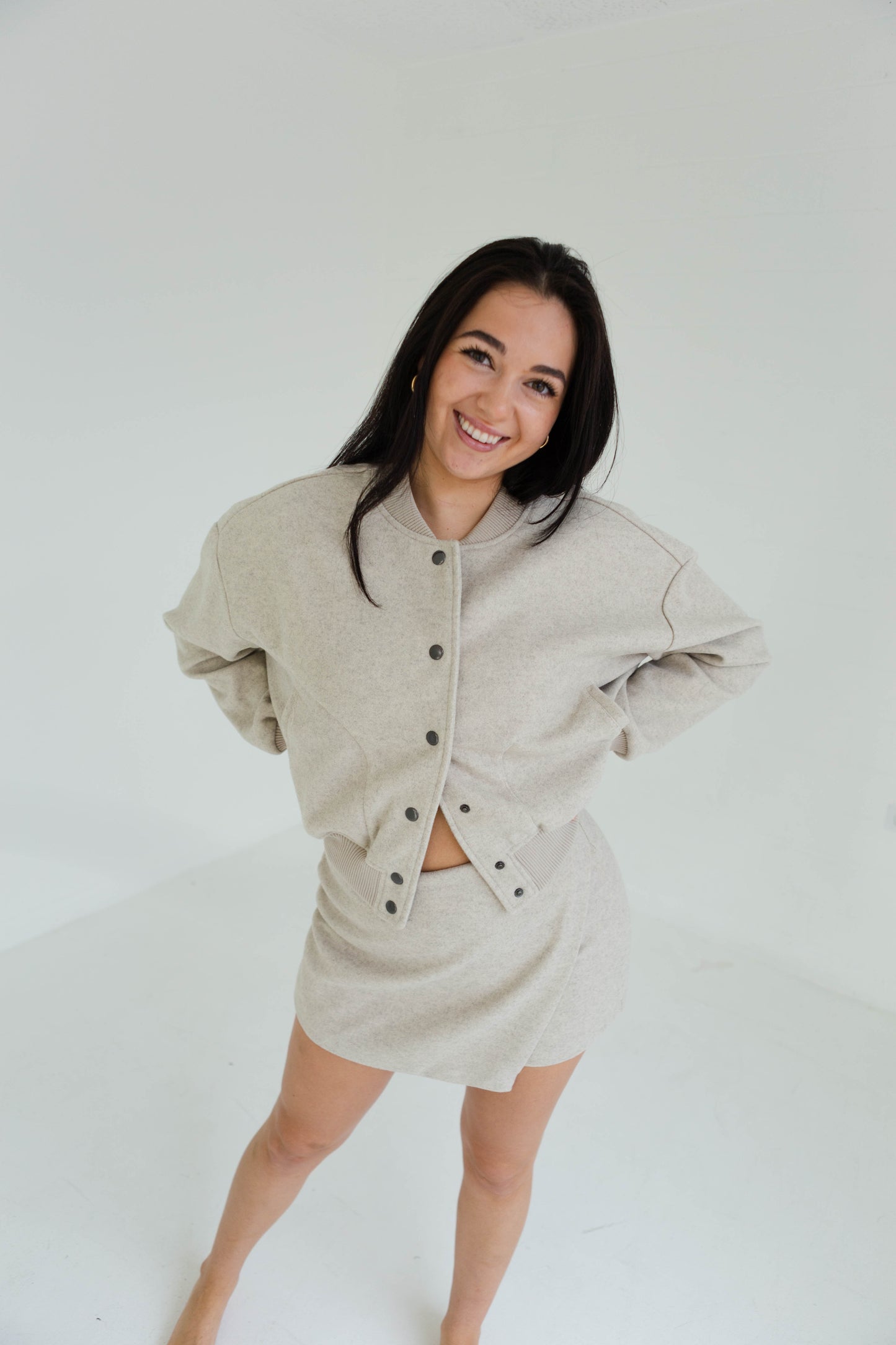 Oatmeal Semi Casual Bomber Jacket