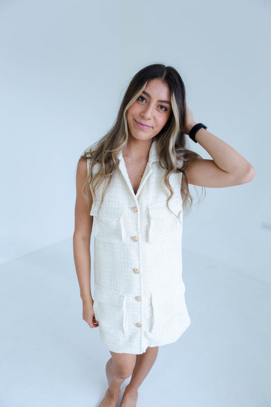 Cream Collared Prep Dress