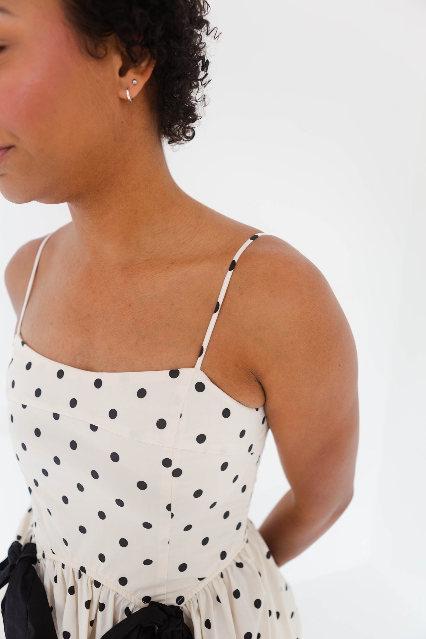Cream Polka Dot Midi Dress