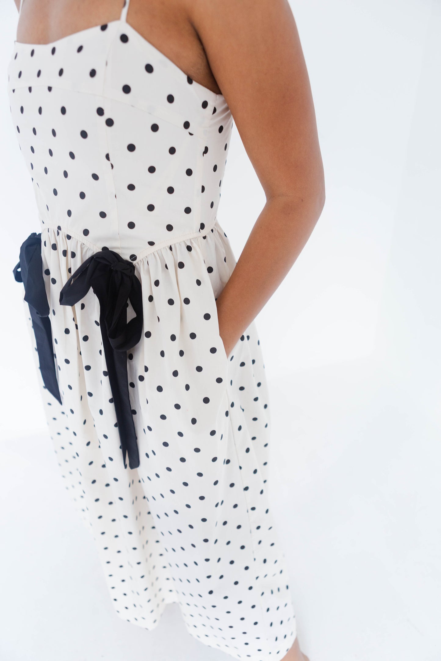 Cream Polka Dot Midi Dress