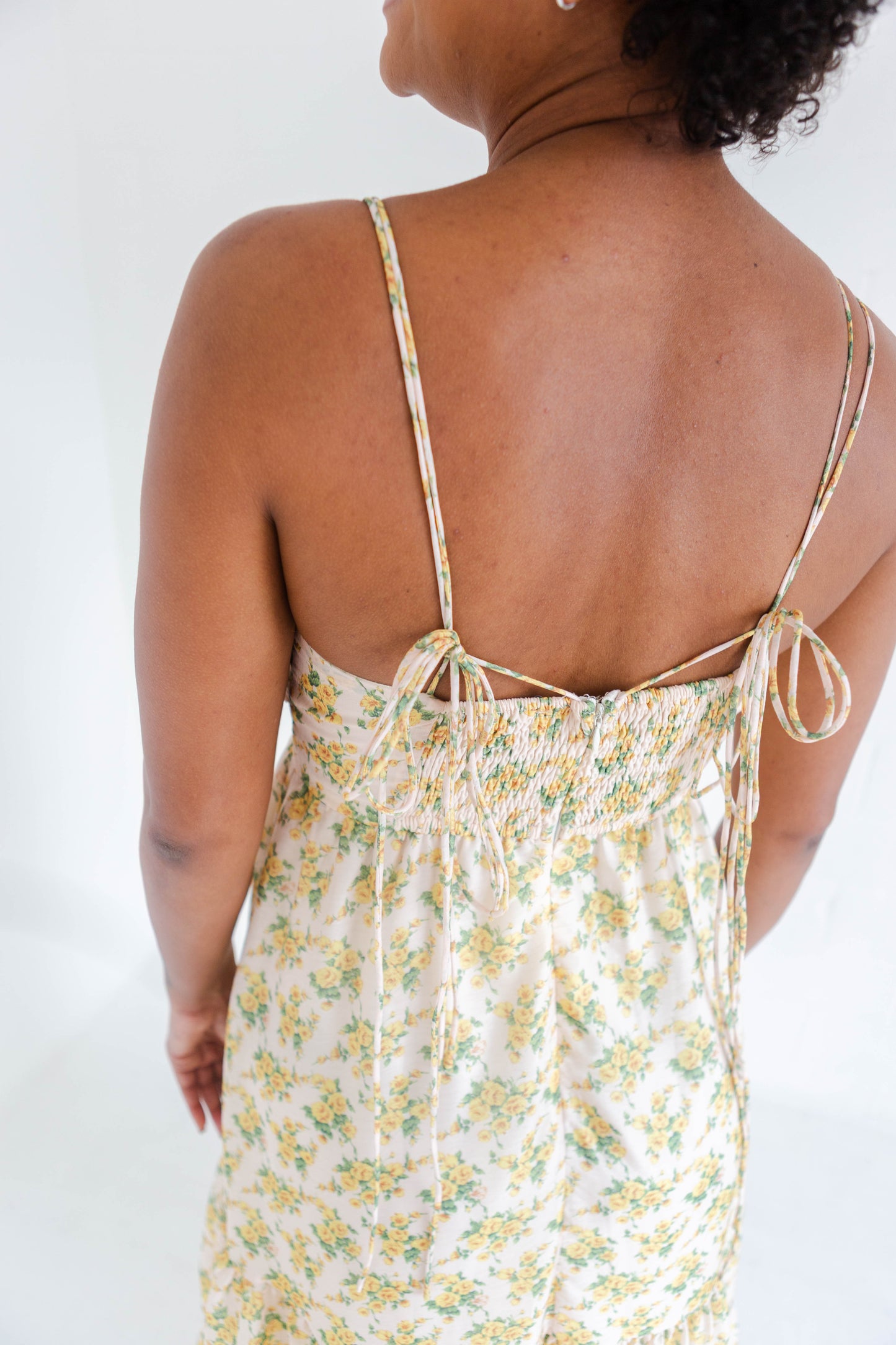 Yellow Floral Midi Dress