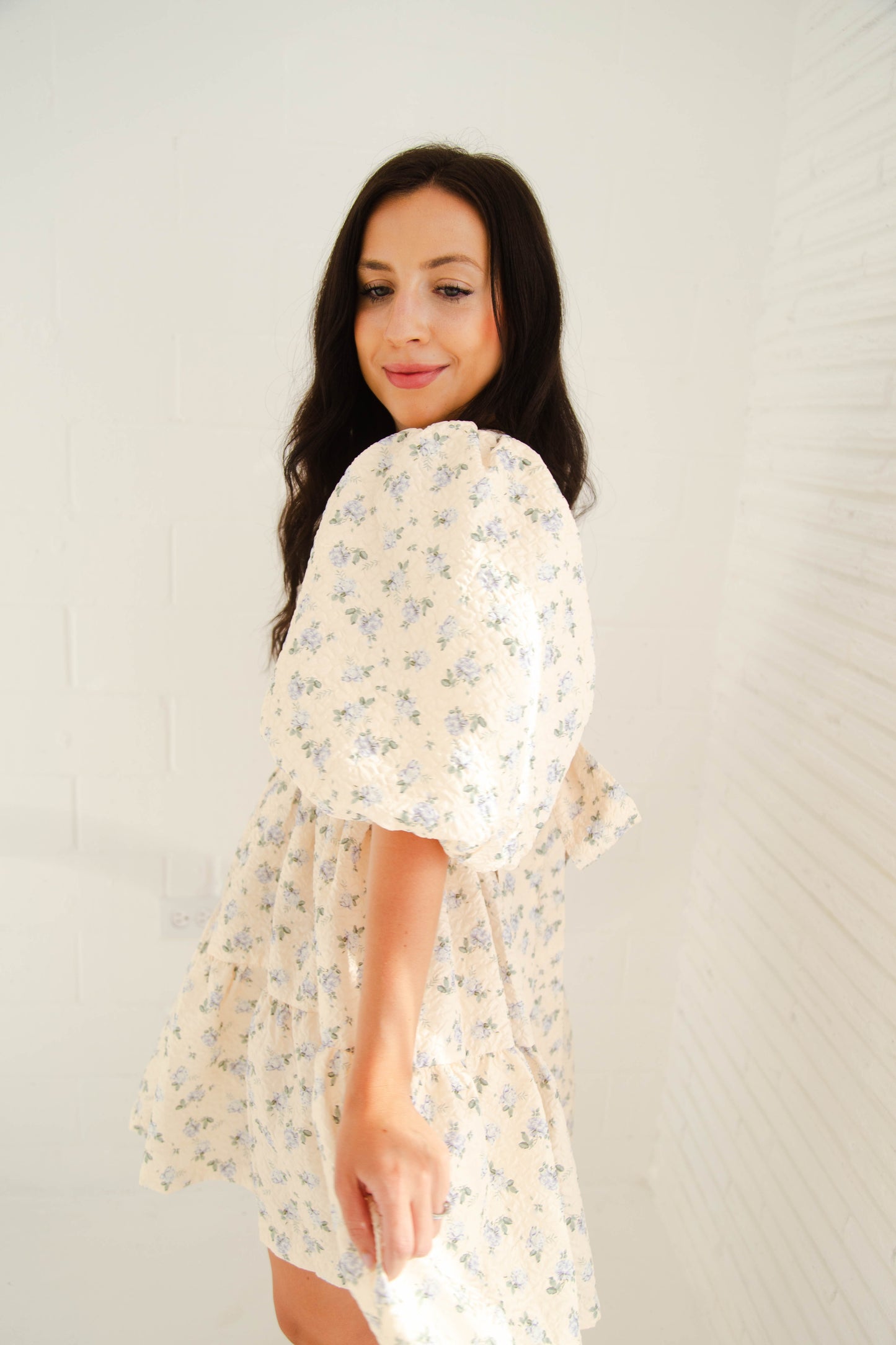 Buttercream Quilted Cream Floral Mini Dress