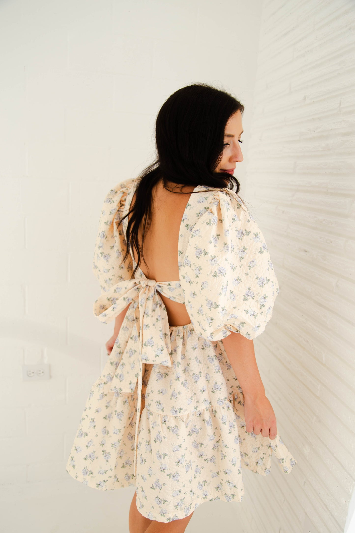 Buttercream Quilted Cream Floral Mini Dress