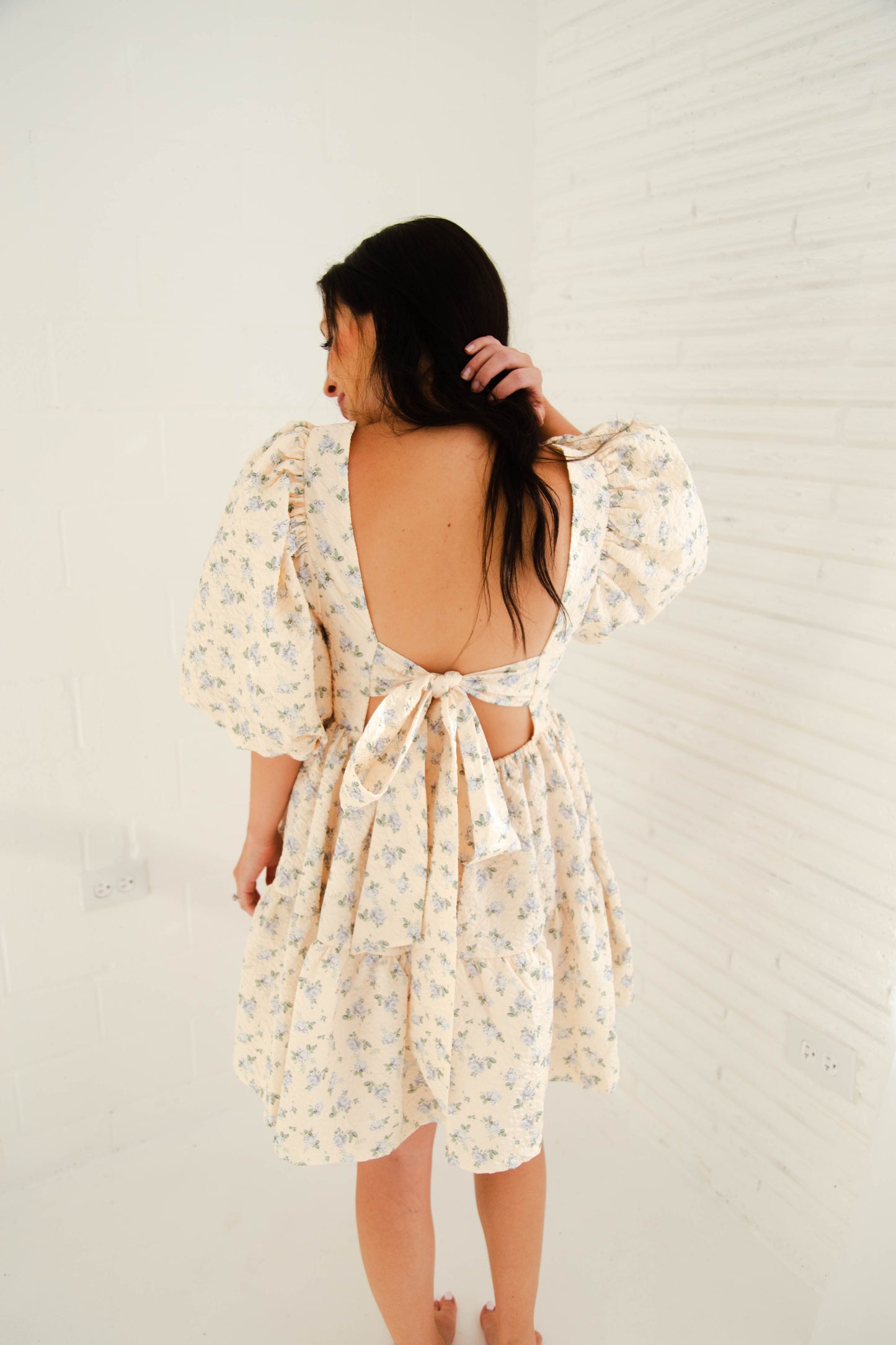 Buttercream Quilted Cream Floral Mini Dress
