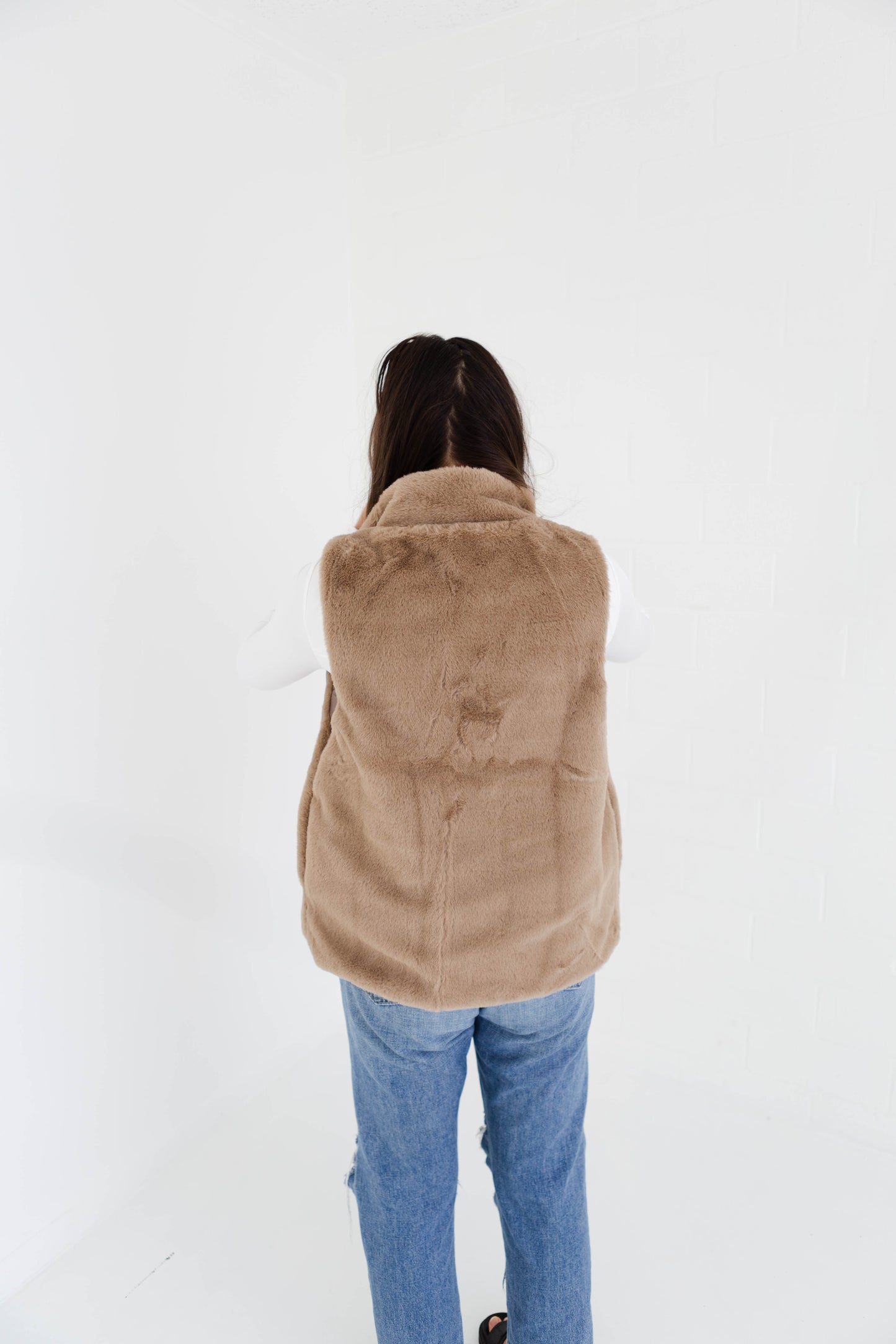 Taupe Fur Vest-ONE SIZE