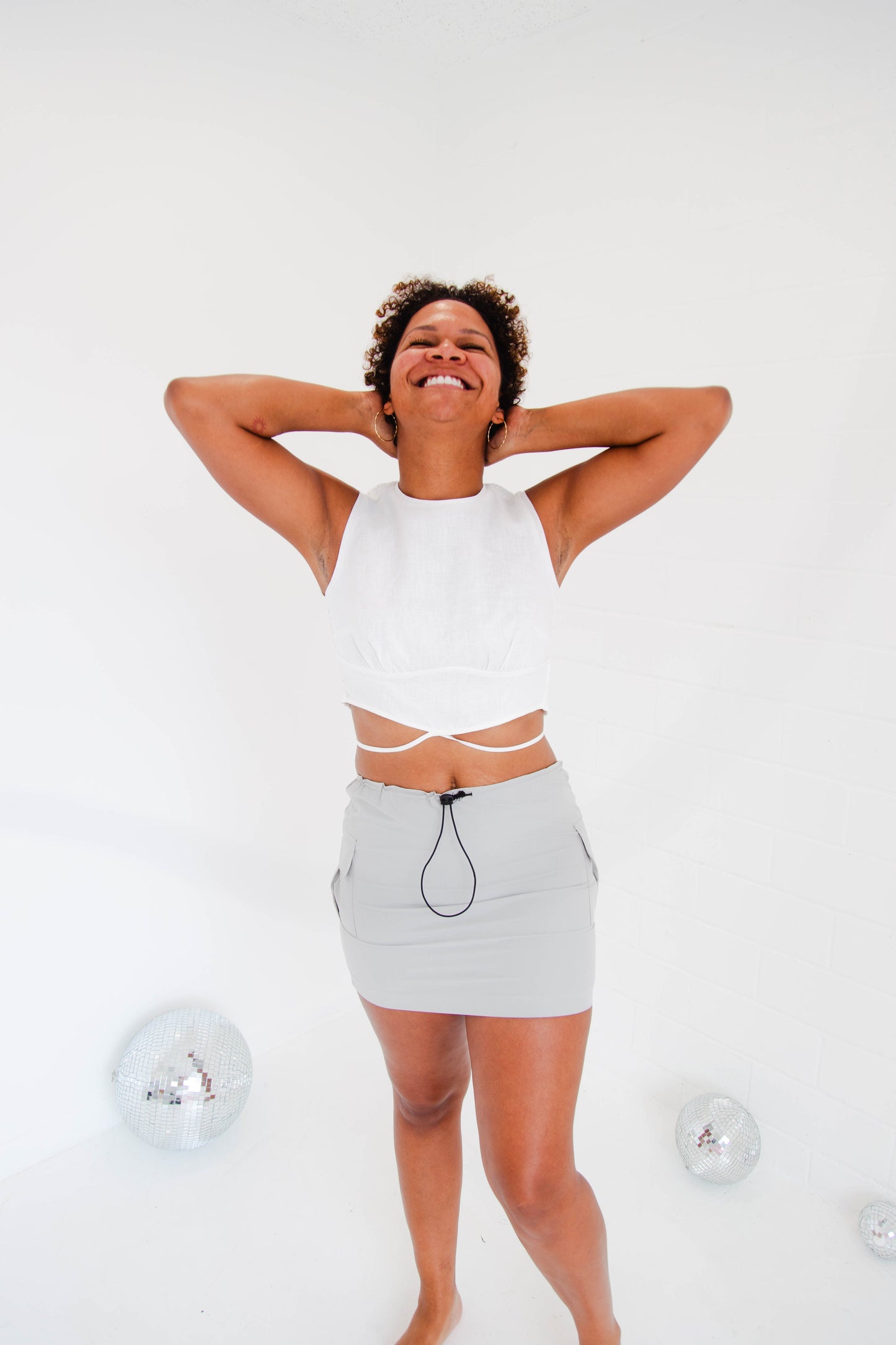 Dove Grey Parachute Mini Skirt