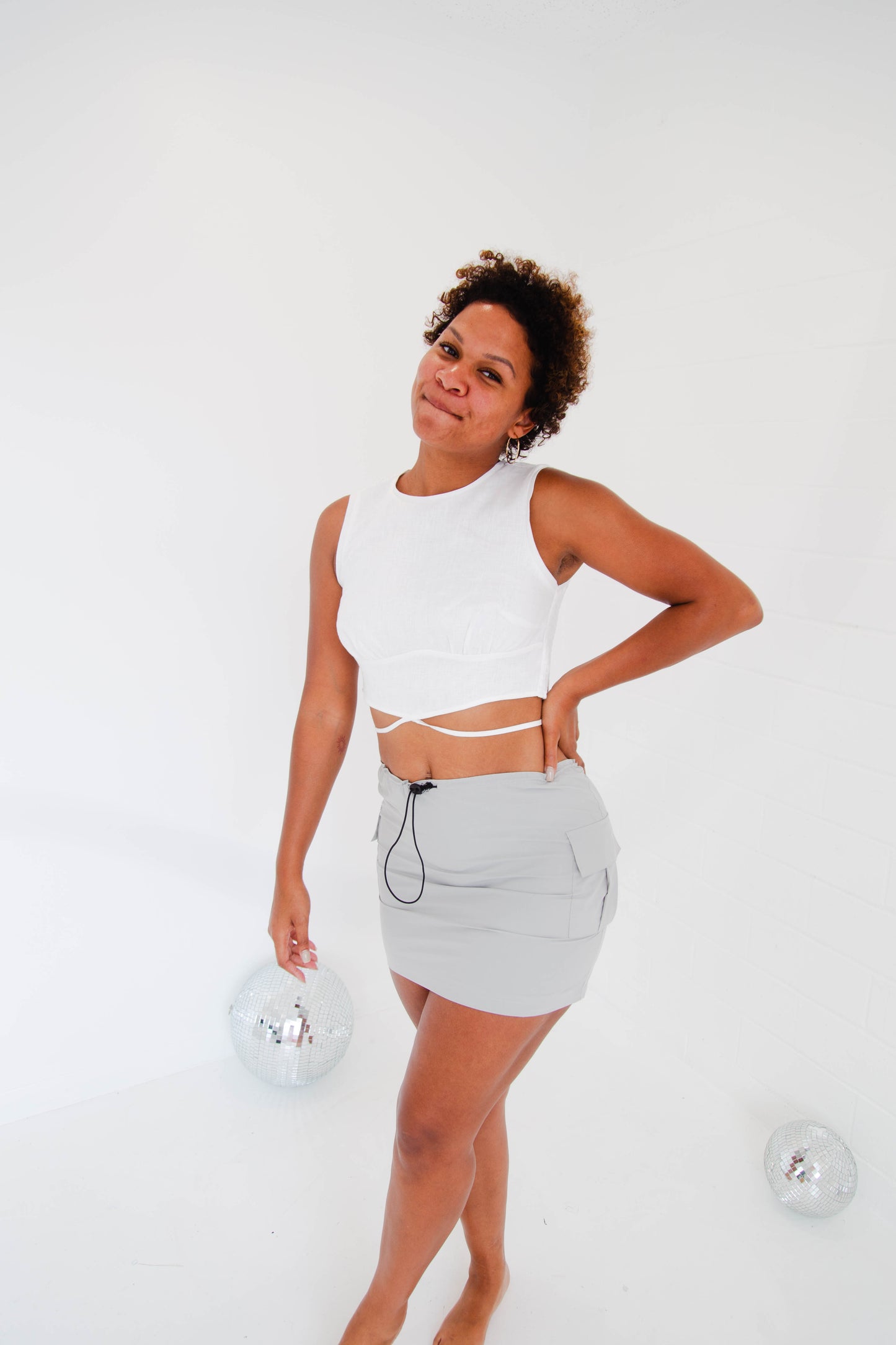 Dove Grey Parachute Mini Skirt