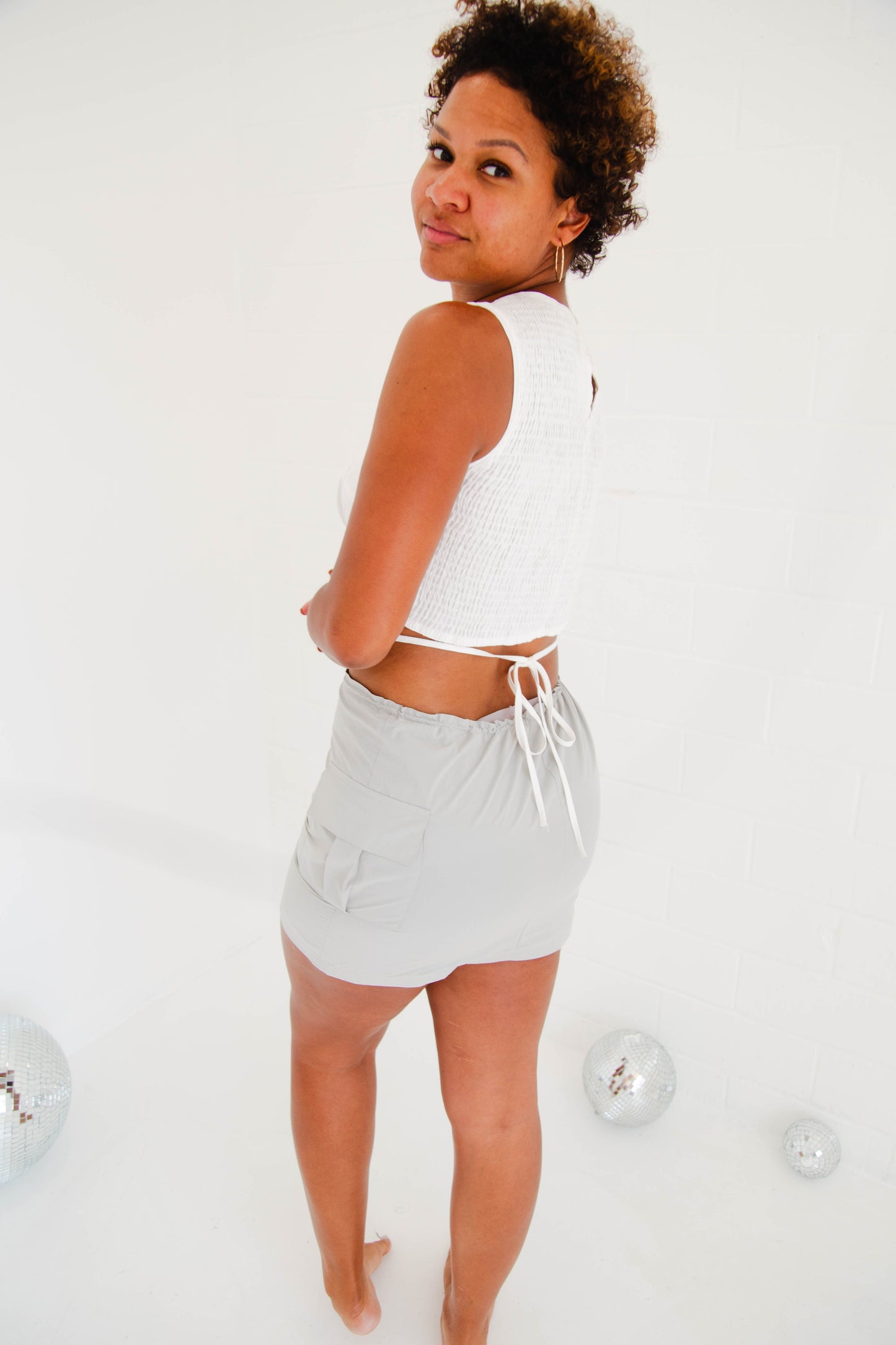 Dove Grey Parachute Mini Skirt