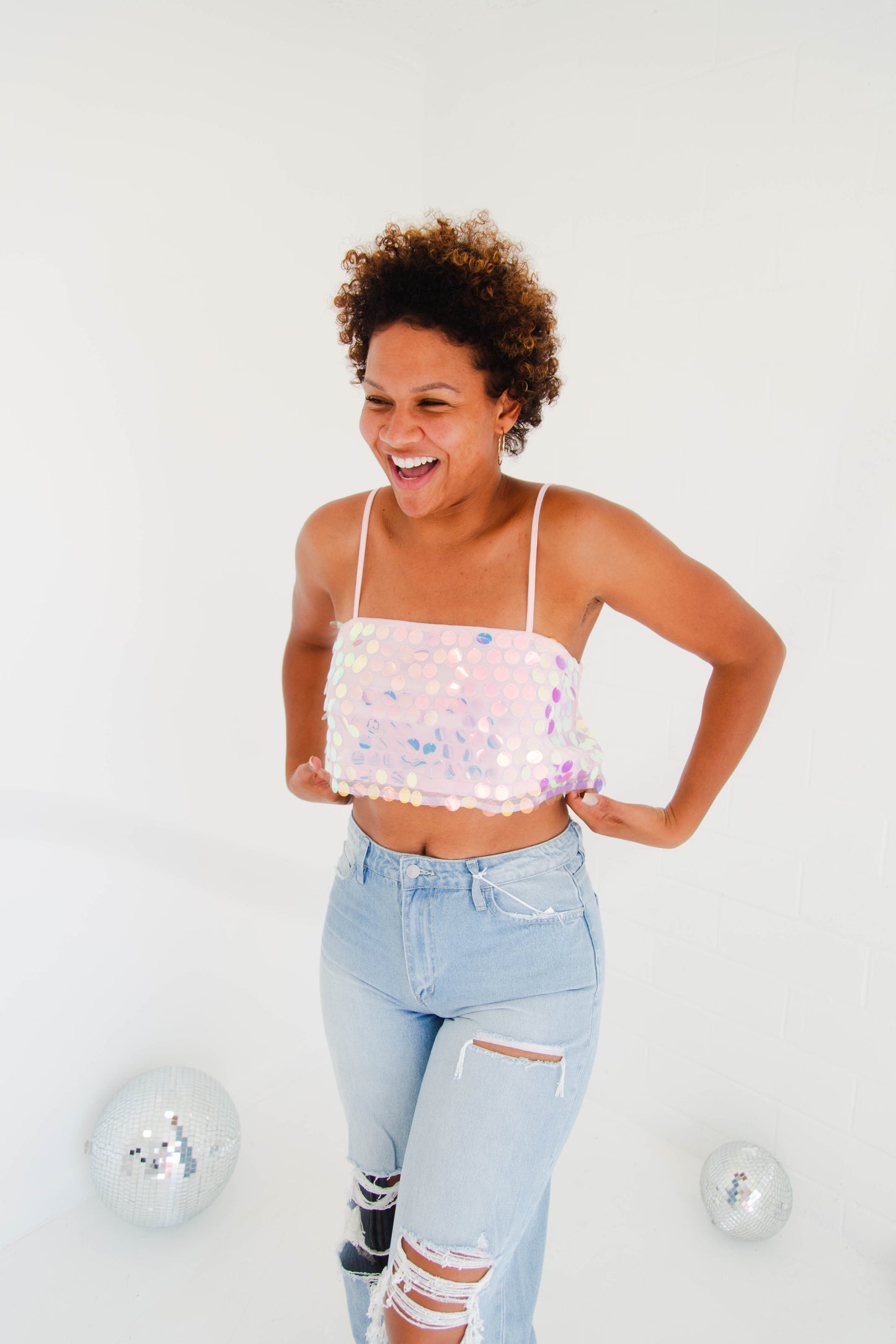 Pink Multi Sequin Top