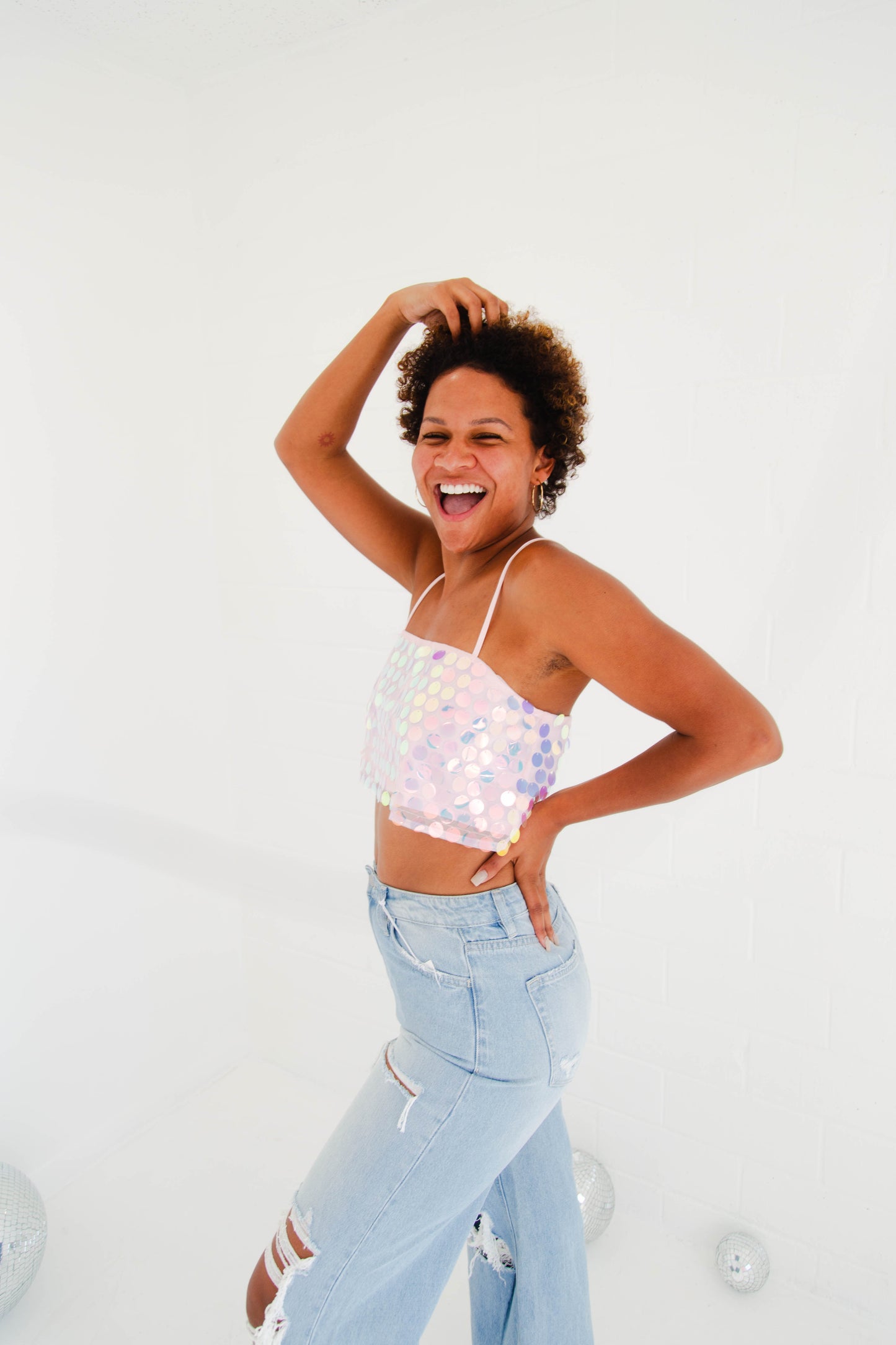 Pink Multi Sequin Top