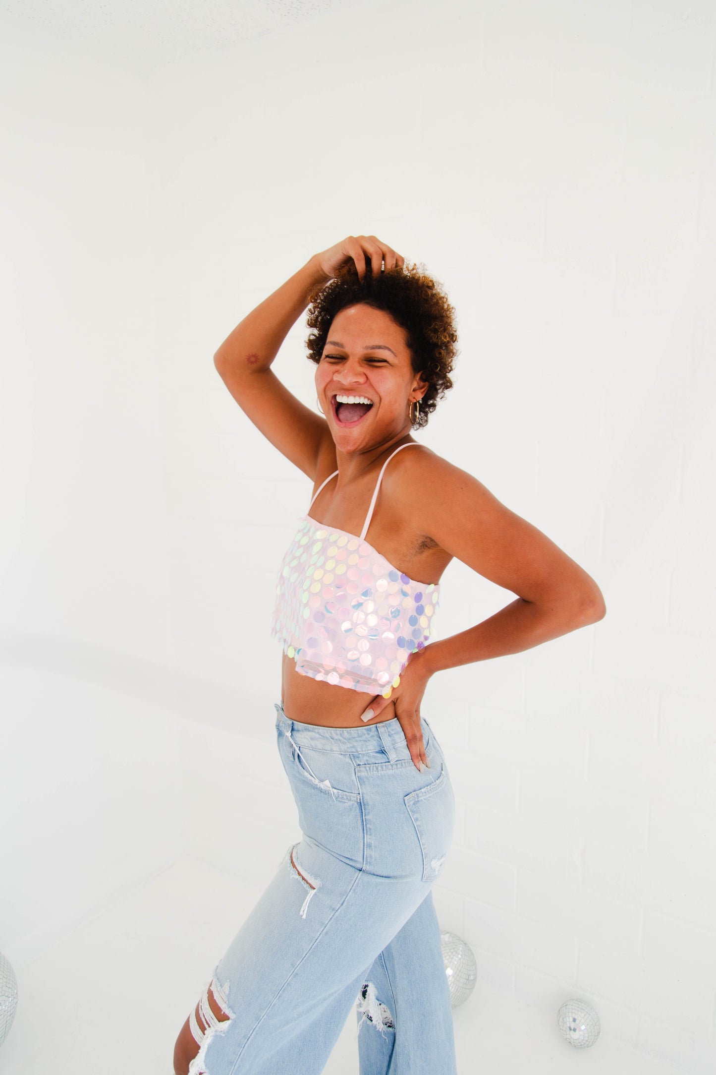 Pink Multi Sequin Top