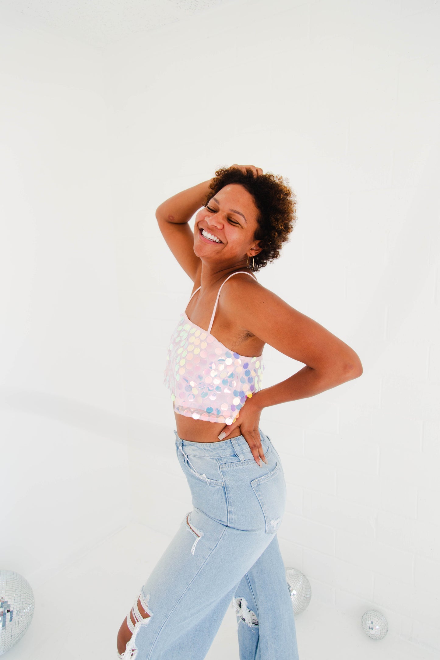 Pink Multi Sequin Top
