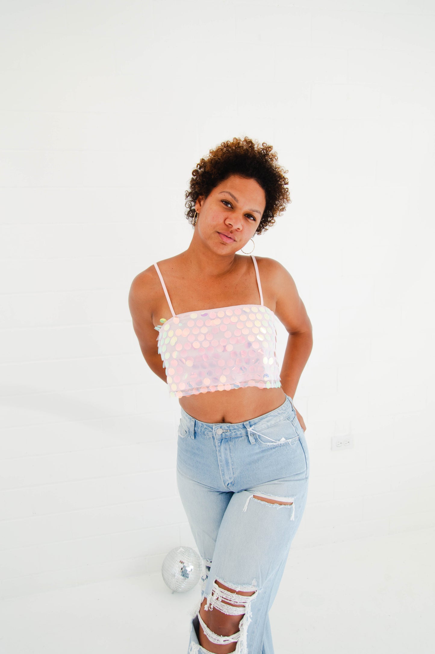 Pink Multi Sequin Top