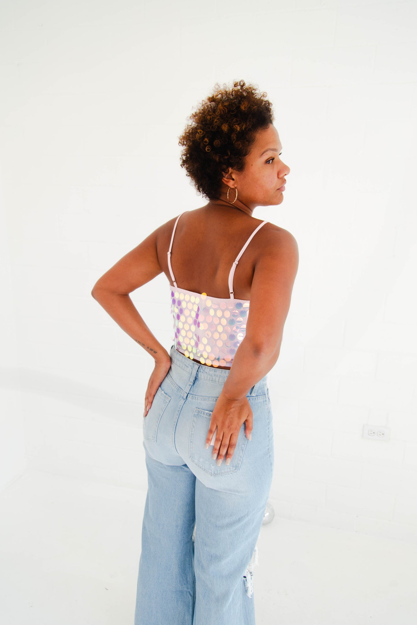 Pink Multi Sequin Top
