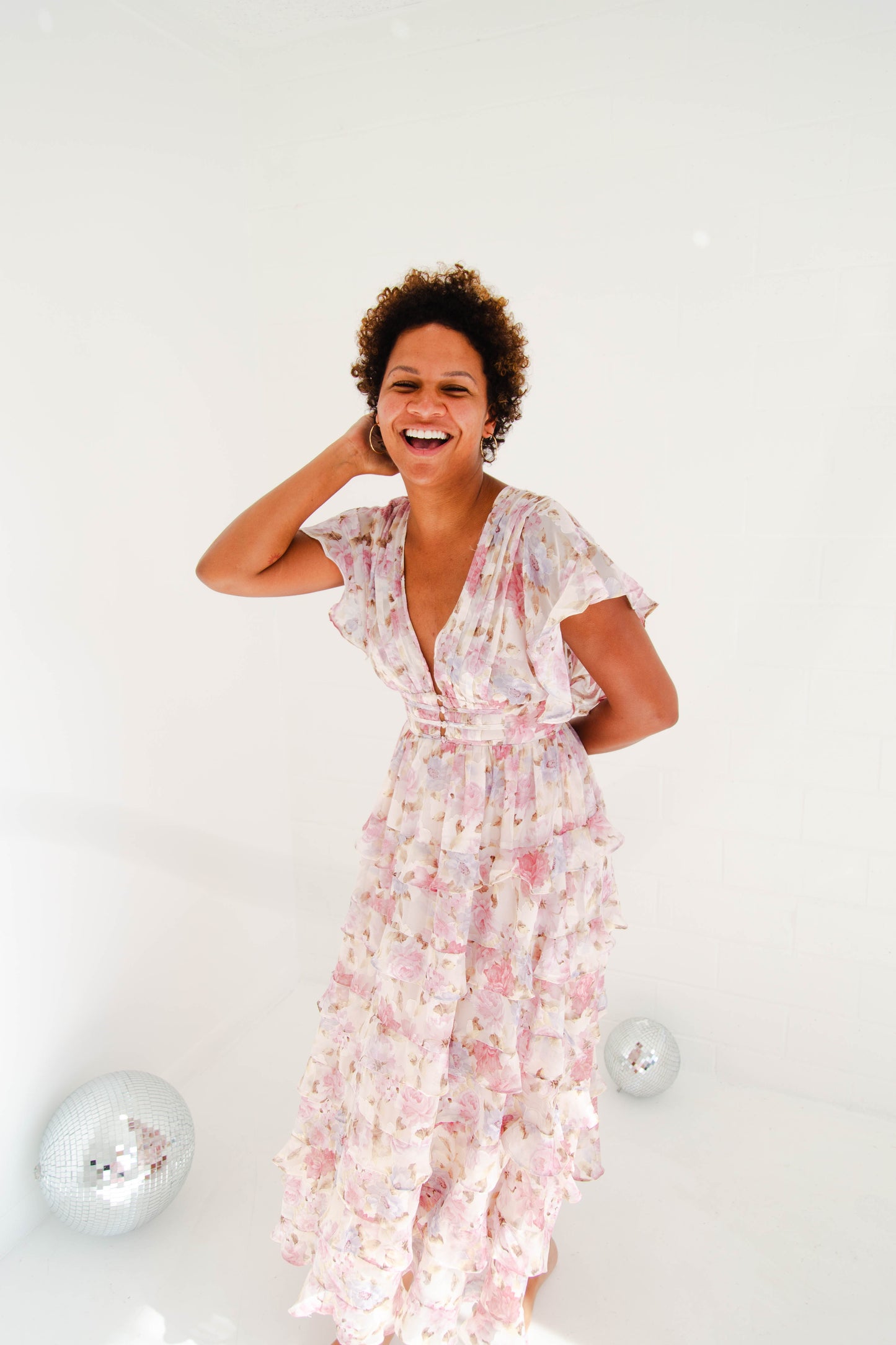 Pink Multi Floral Ruffle Dress