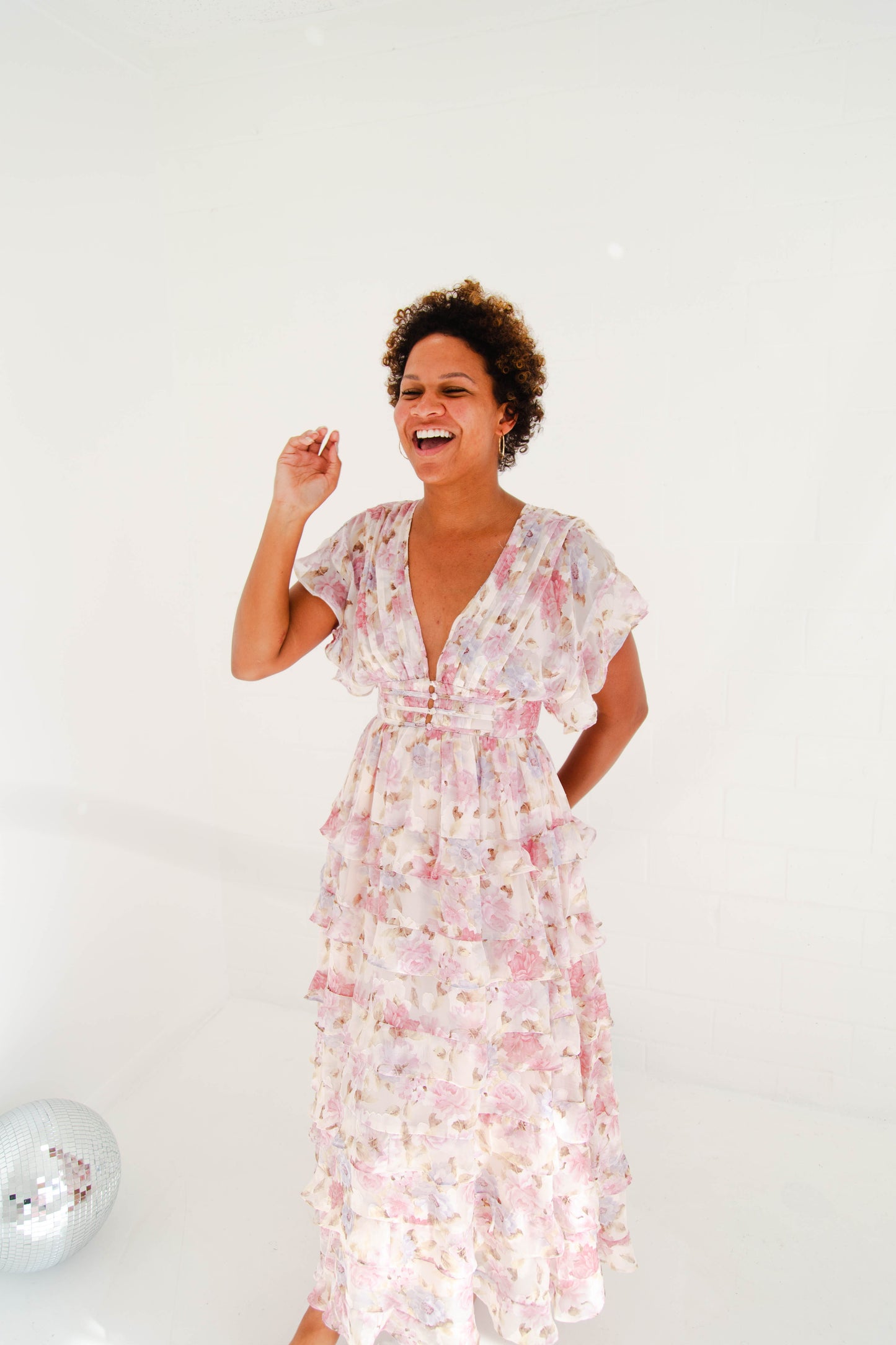 Pink Multi Floral Ruffle Dress