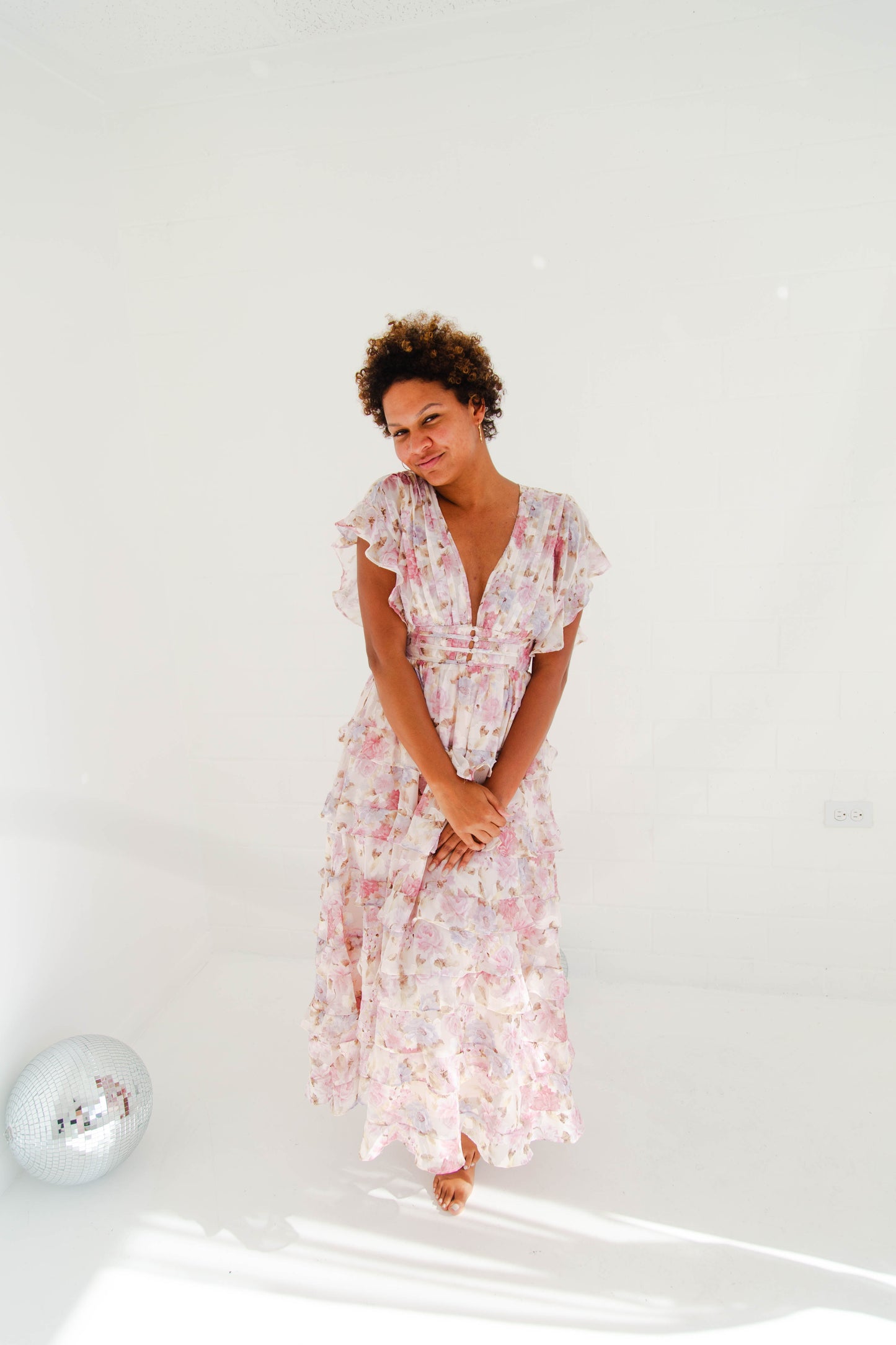Pink Multi Floral Ruffle Dress
