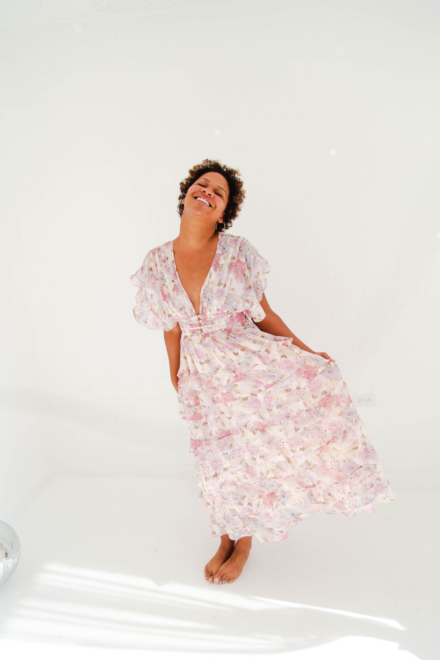 Pink Multi Floral Ruffle Dress