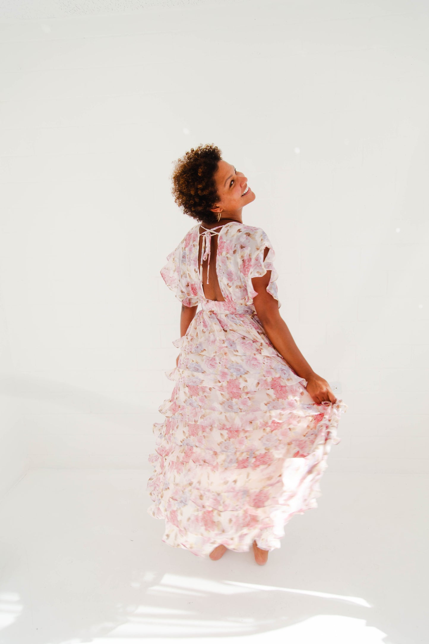 Pink Multi Floral Ruffle Dress
