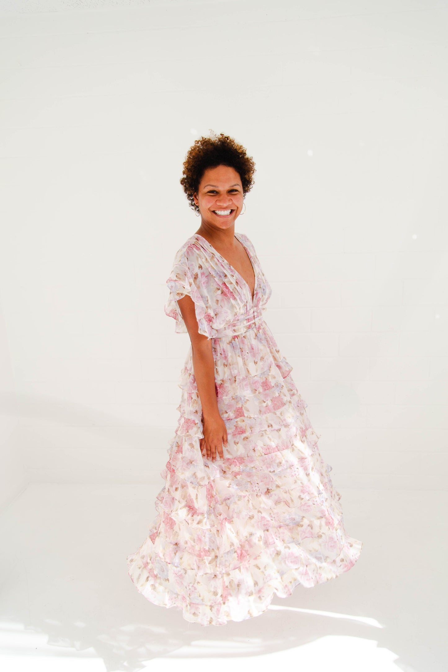 Pink Multi Floral Ruffle Dress