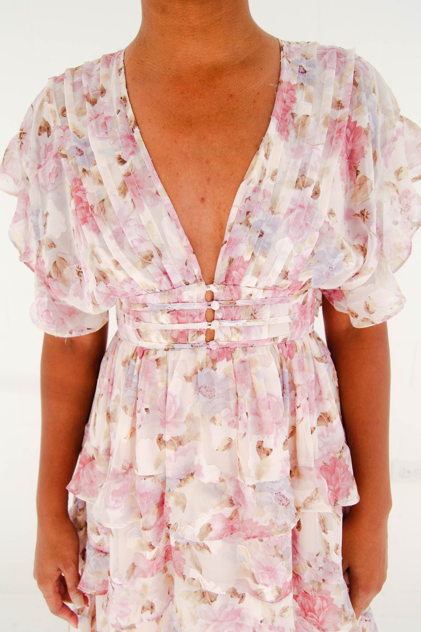 Pink Multi Floral Ruffle Dress
