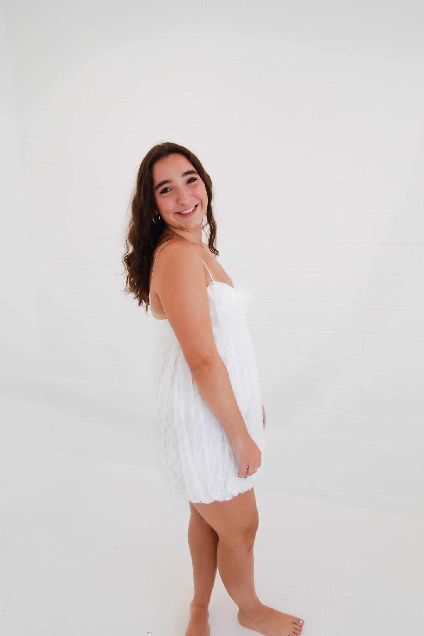 White Bow Mini Dress