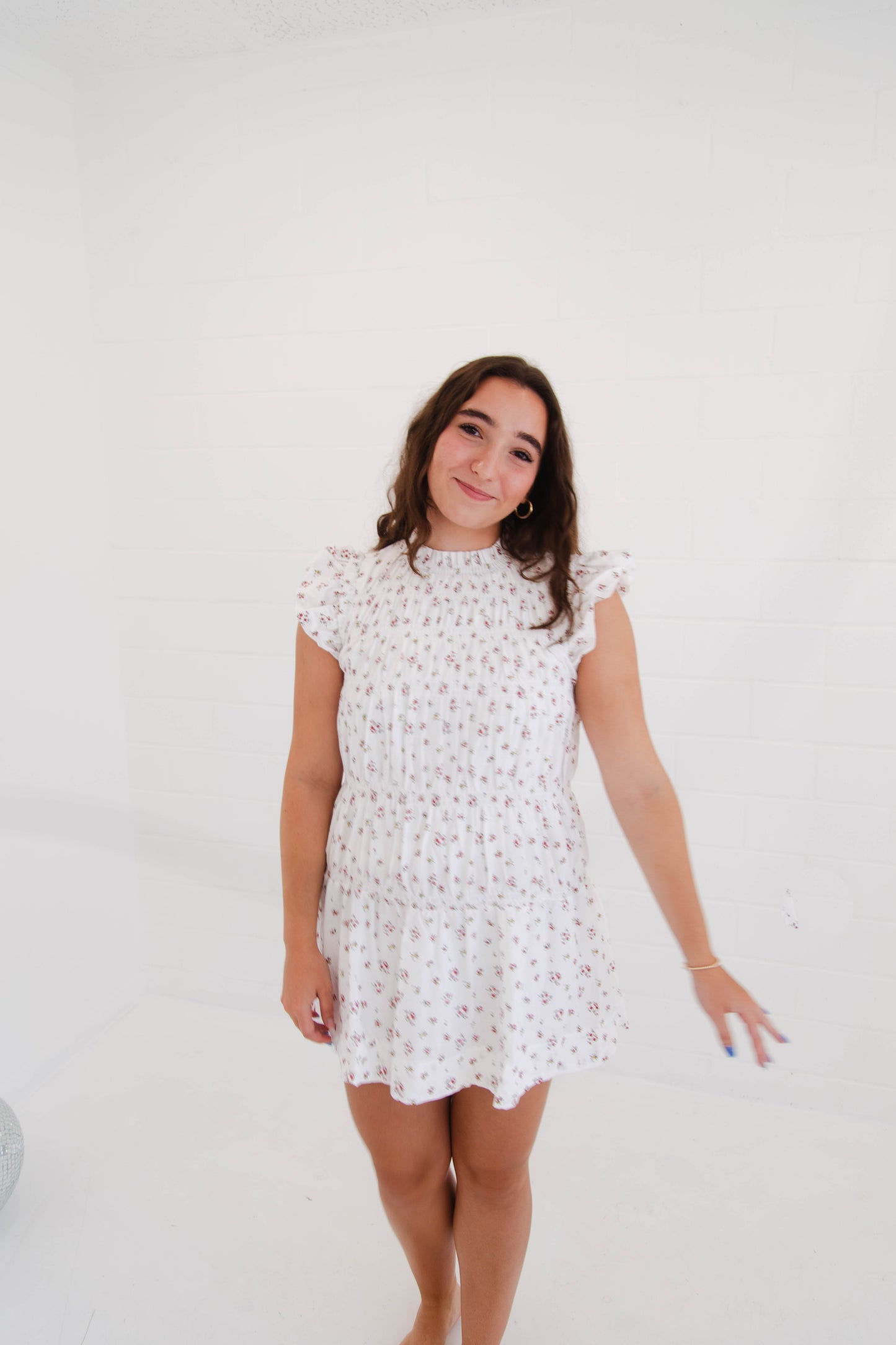 White Floral Mini Dress