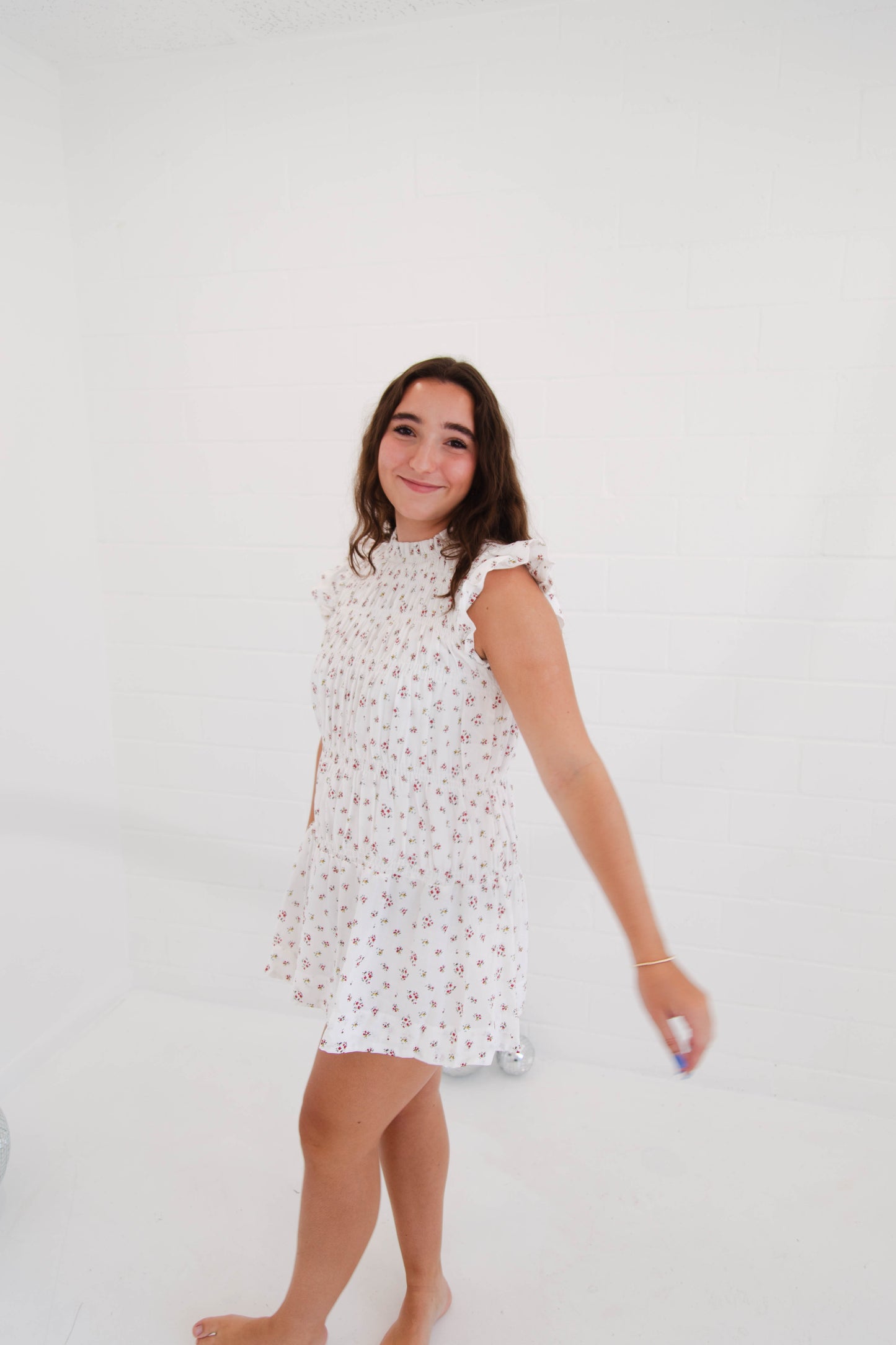 White Floral Mini Dress