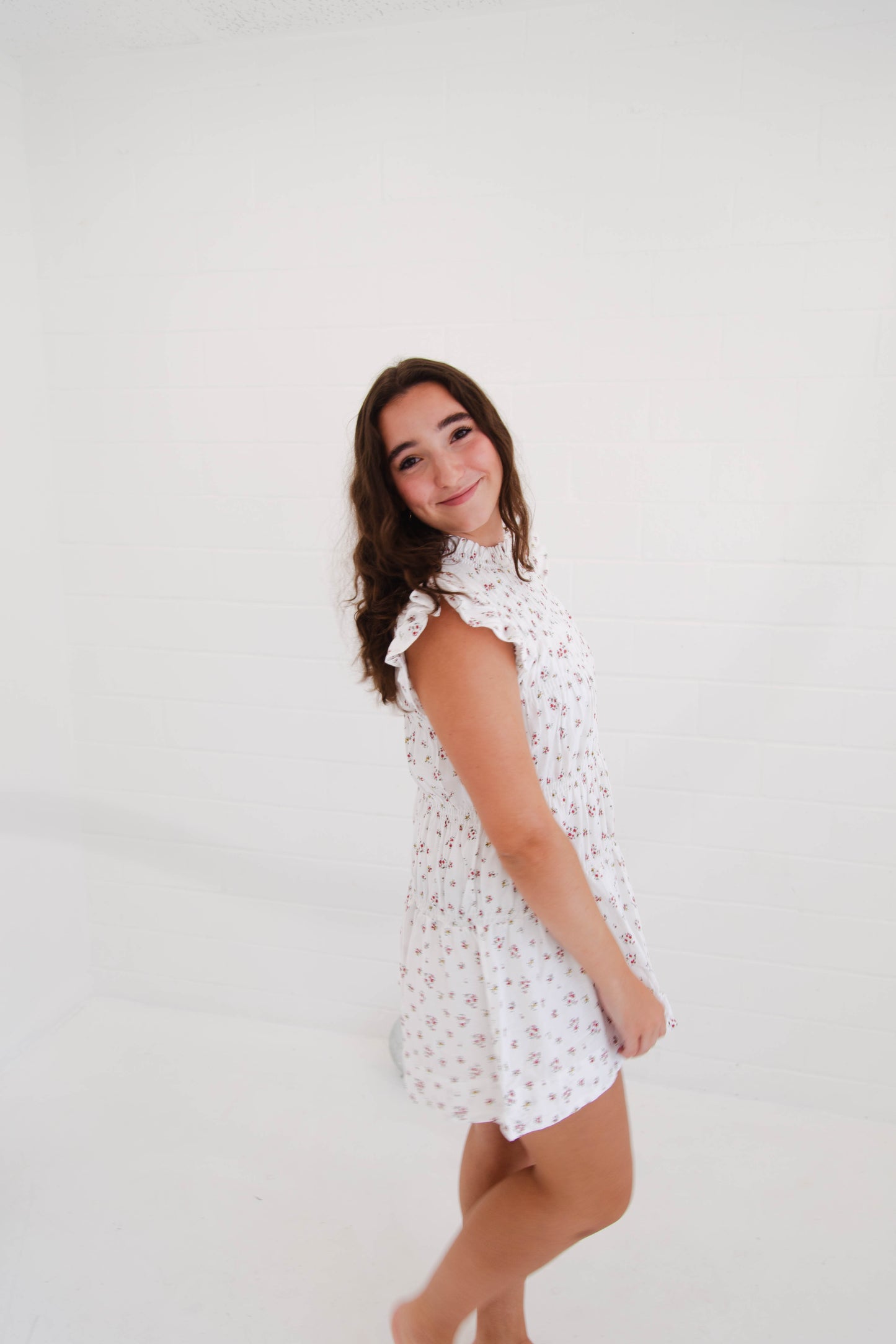 White Floral Mini Dress