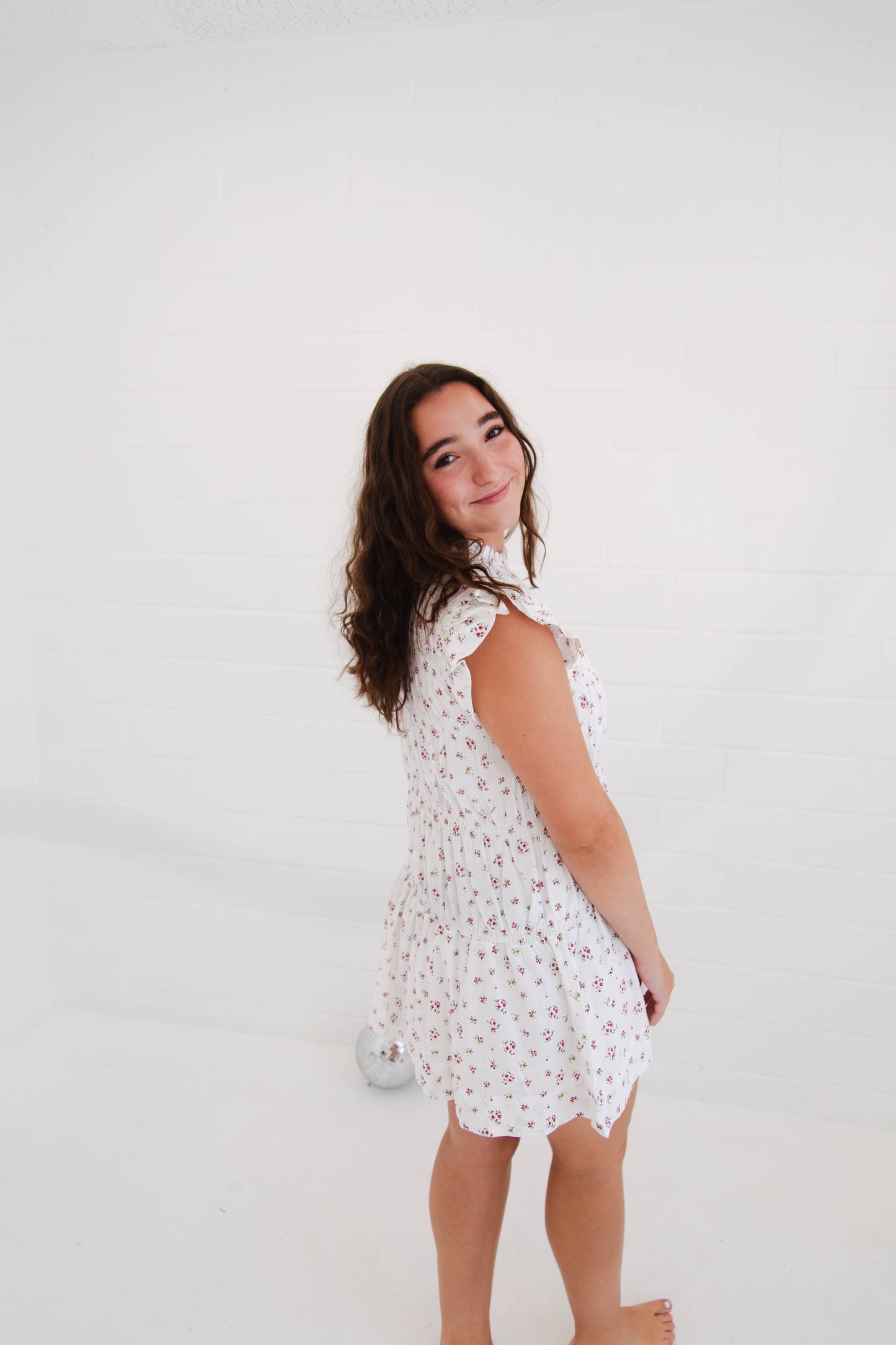 White Floral Mini Dress